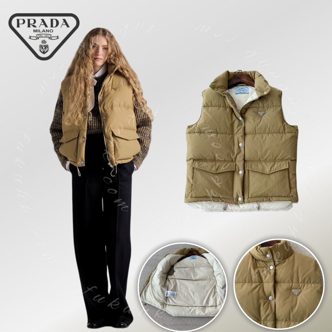 💯PRADA Technical Fabric Down Vest 立領羽絨背心 連專櫃包裝