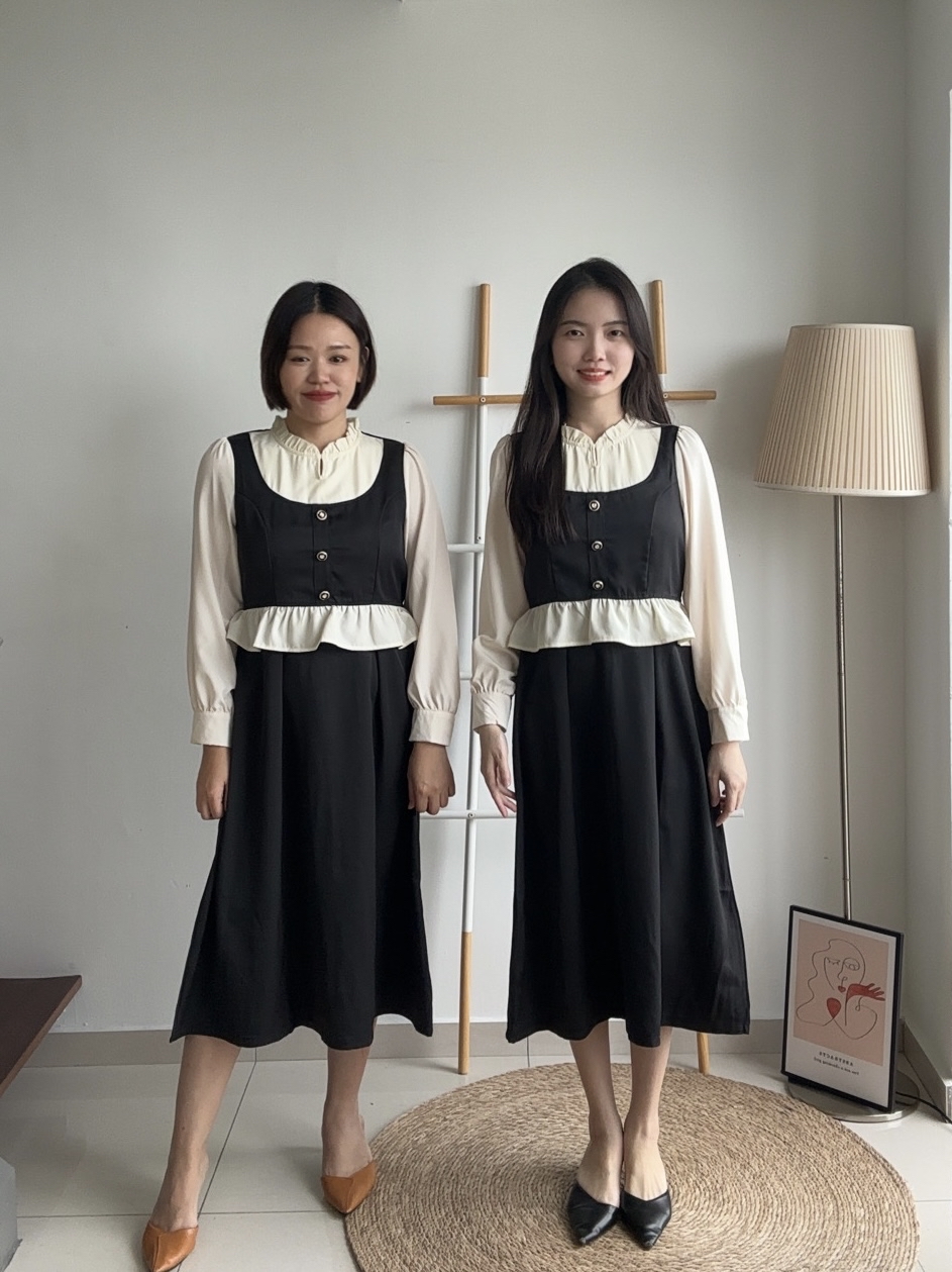 D2344 Fake Two-Piece Dress