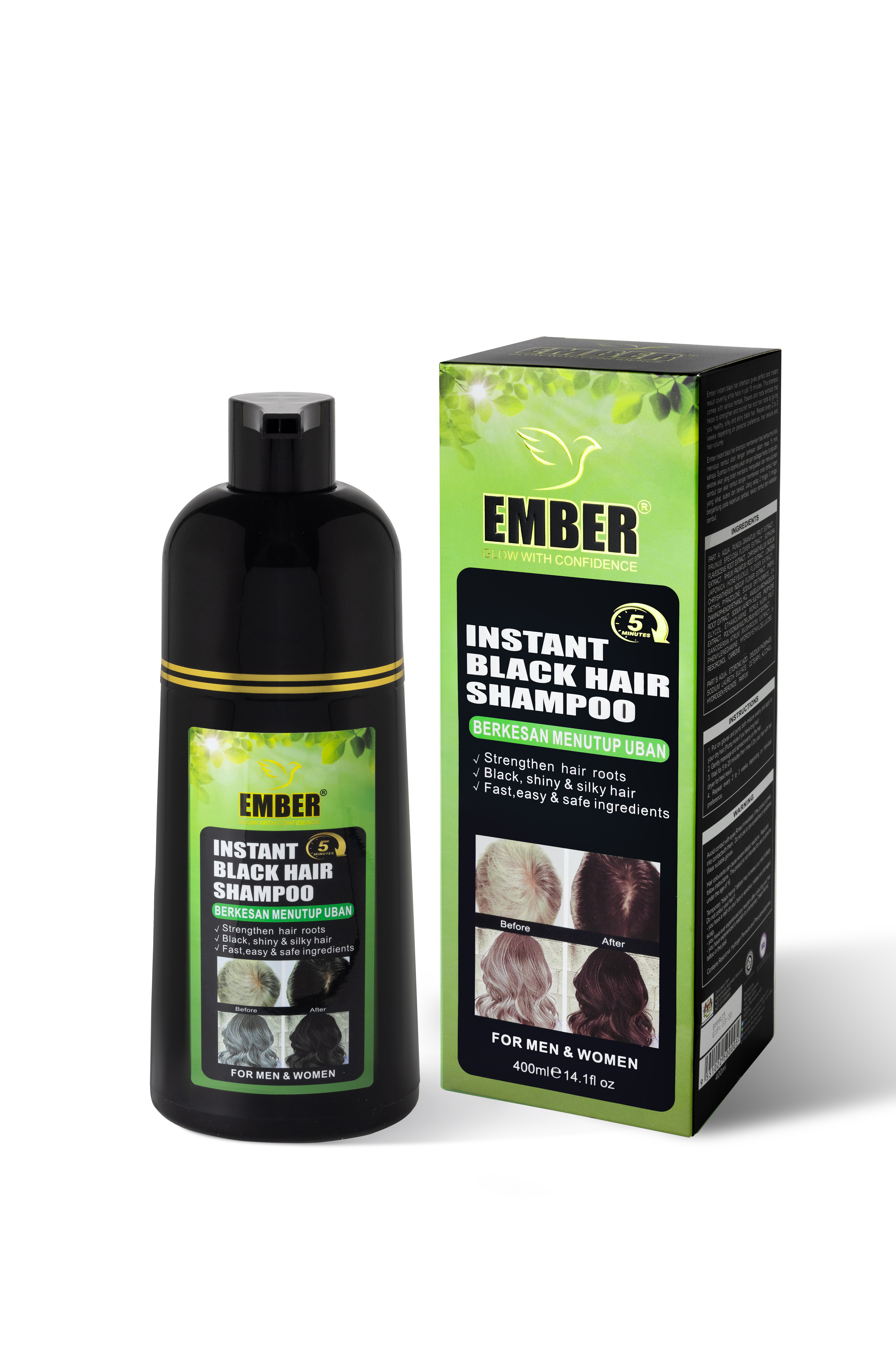 EMBER HAIR COLOR SHAMPOO 400ML /  BLACK