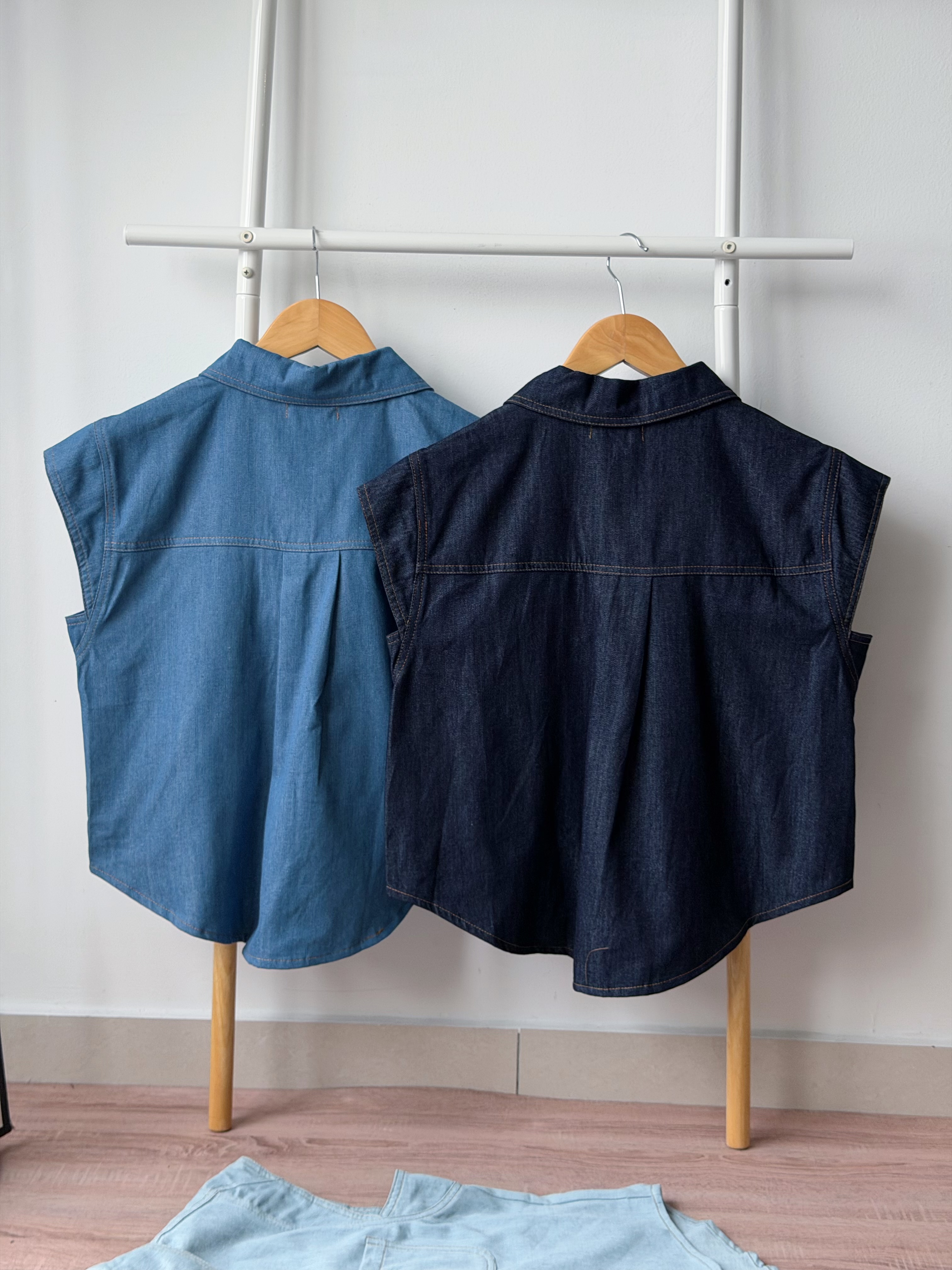 T4524 Cape Sleeve Denim Shirt - 3 Colors 