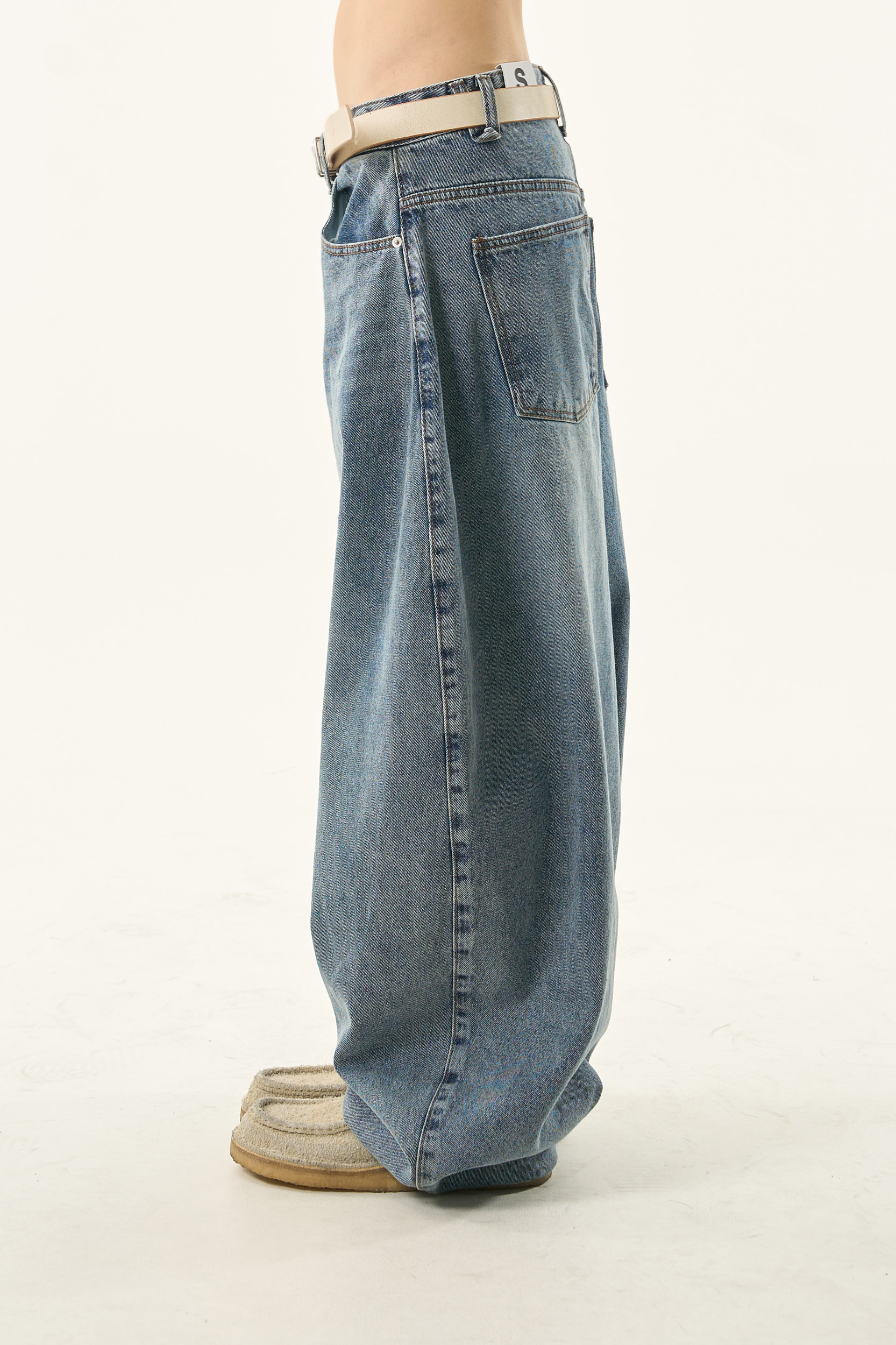 Washed Denim Balloon Pants