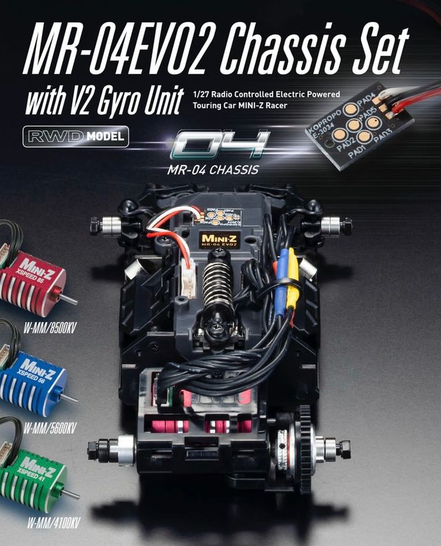 MR-04 EVO2 8500kv Chassis Set with Gyro 32893G | HRC Mini-Z Arena