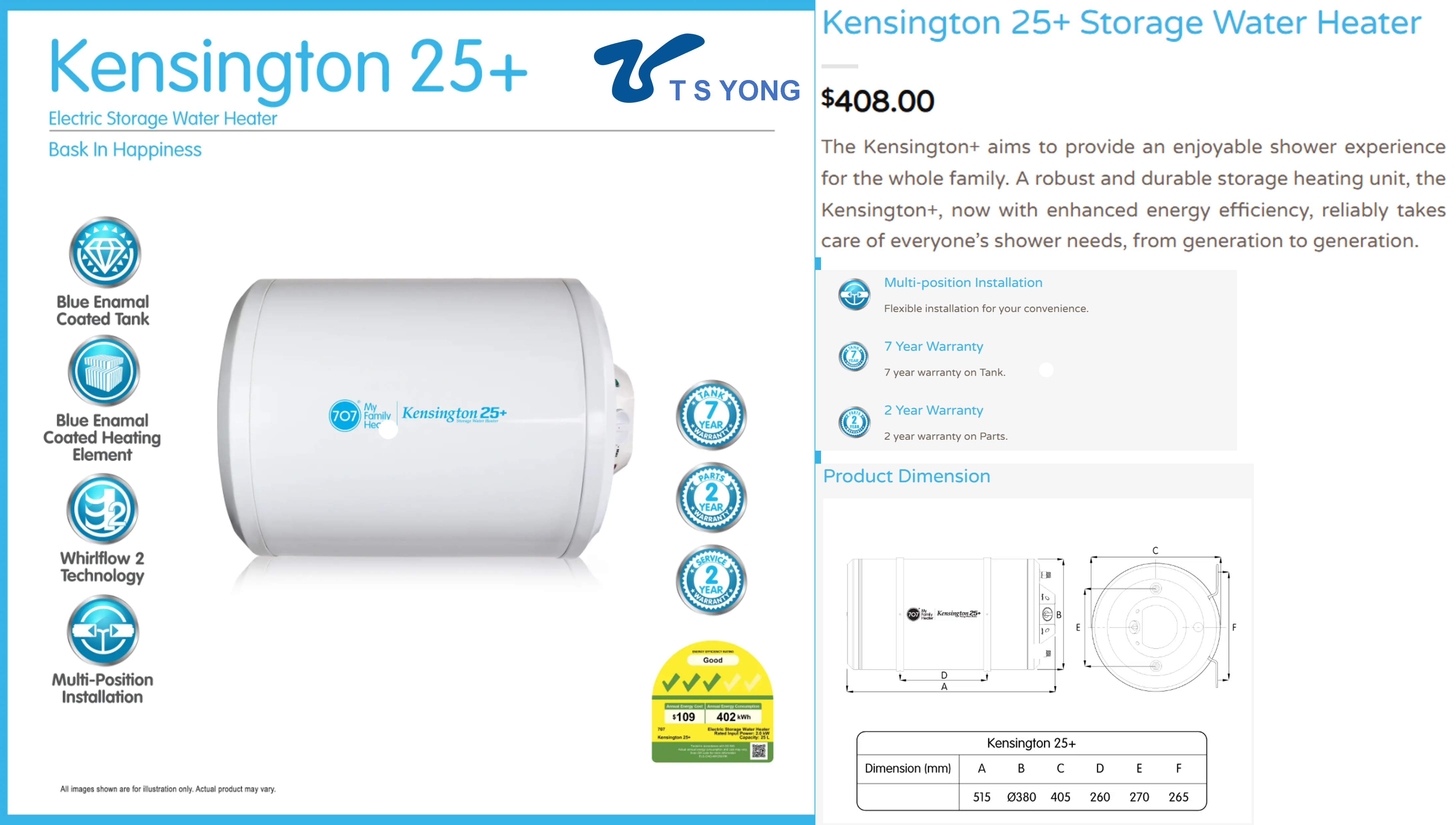 707 Kensington 25+ Storage Water Heater