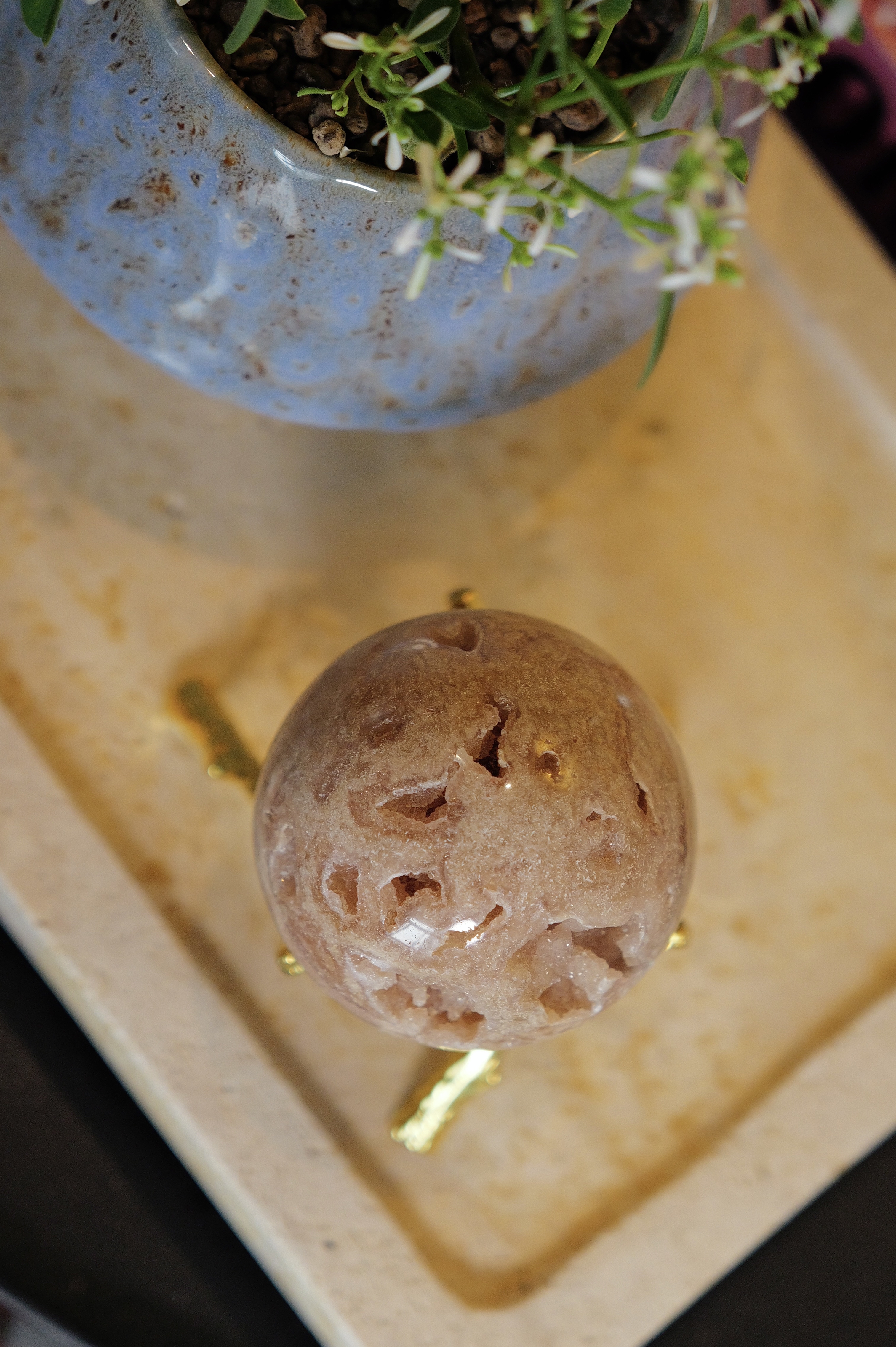 ༒ 6.7cm粉紅紫水晶 晶牙晶洞球༒ PA*7038CA8G3ms-RA19*5ET