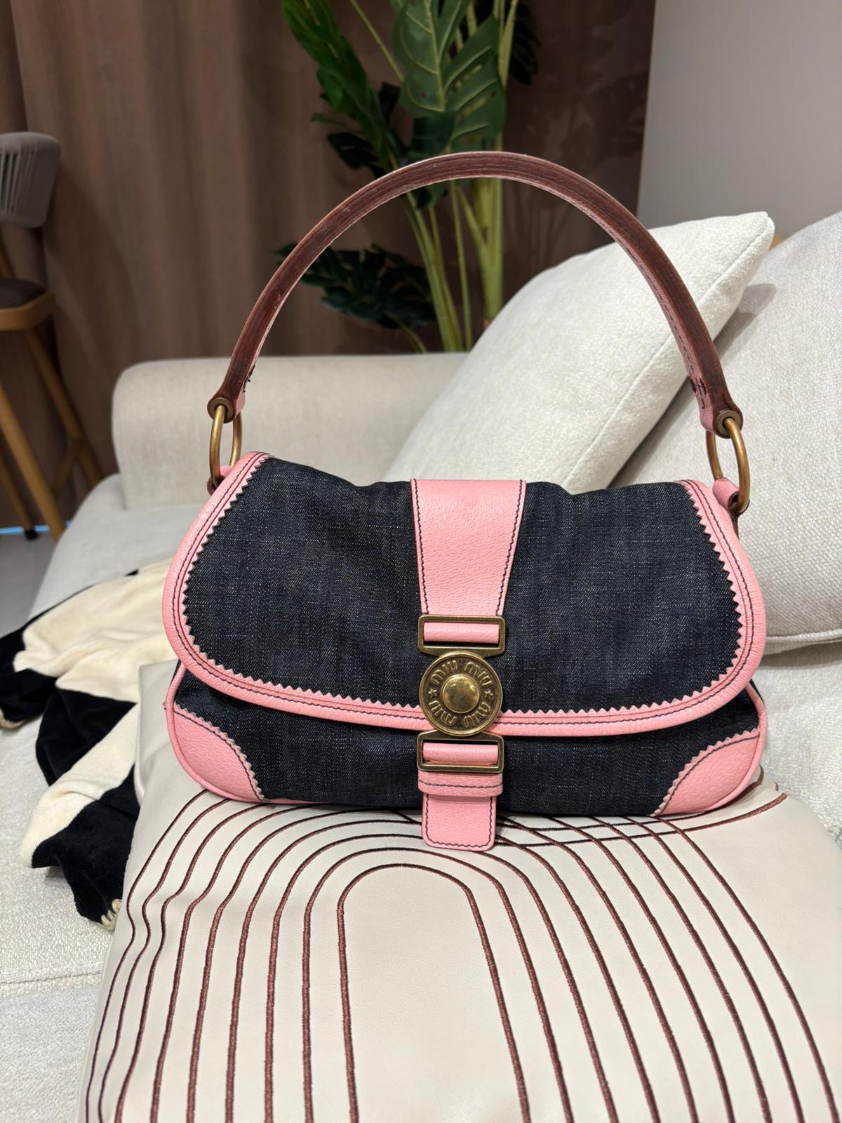 Miu miu denim hobo flap bag 100%Authentic ,90%new