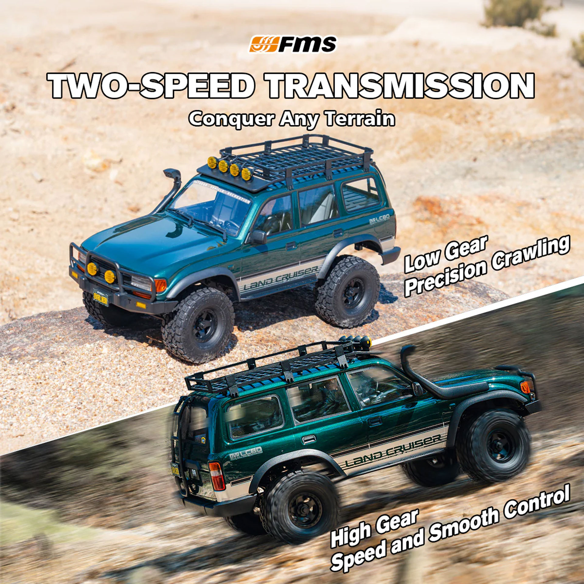 全新 FMS 1:10 LAND CRUISER 80 無刷攀爬車 | FCX10 | LC80 | TOYOTA 授權 | 4輪驅動 | 3541 KV1200 無刷電機 | 雙速變速機械波箱