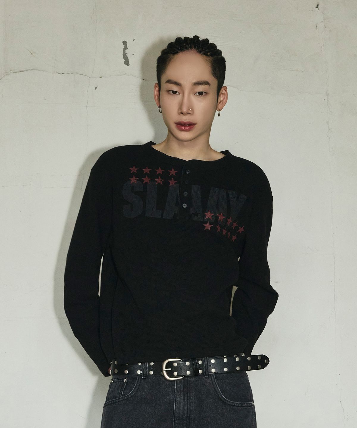 🇰🇷訂購｜SCALLYWAG 26SS｜Double stud belt BLACK 