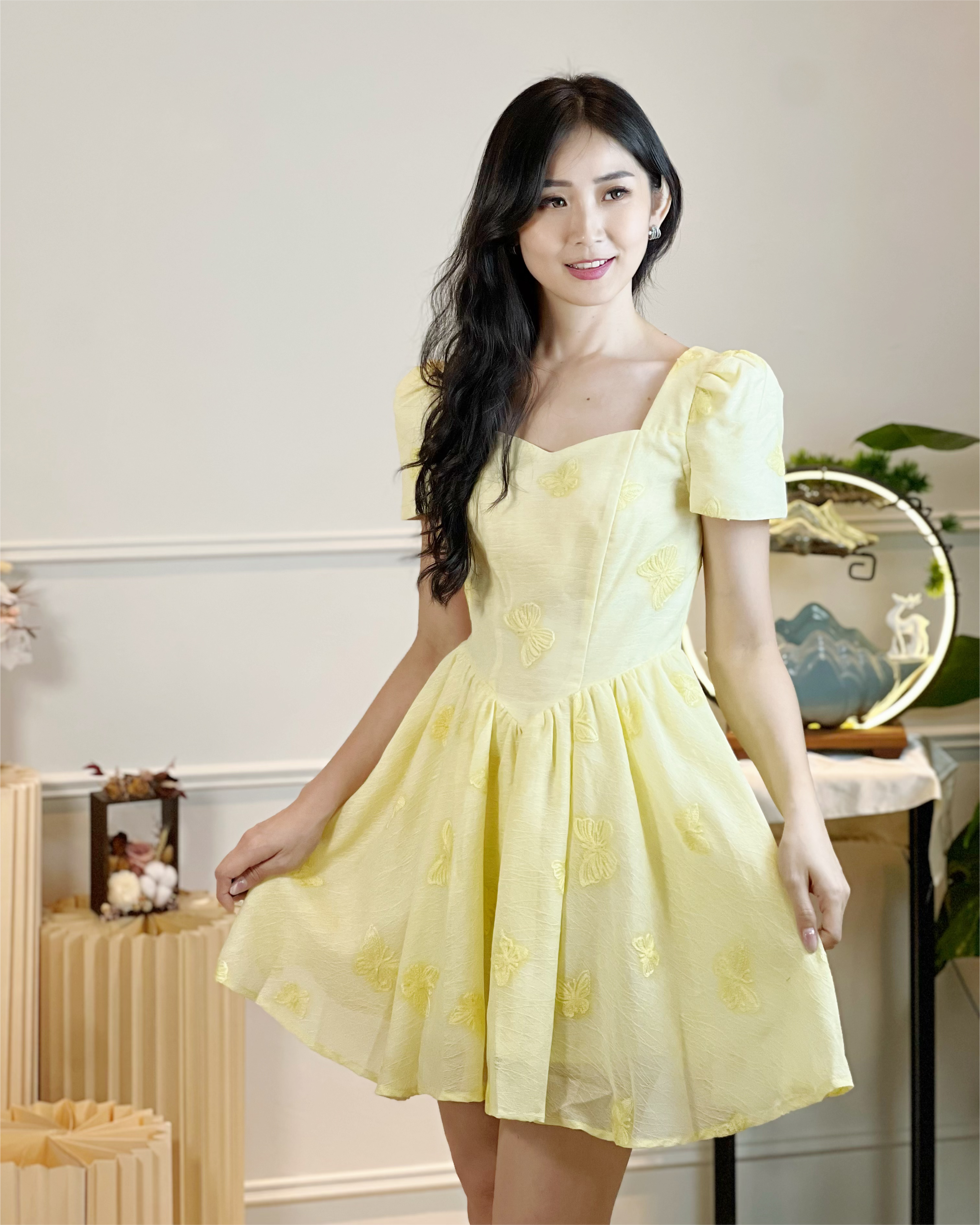 5101 Evangeline Embroidered Butterfly Mini Dress