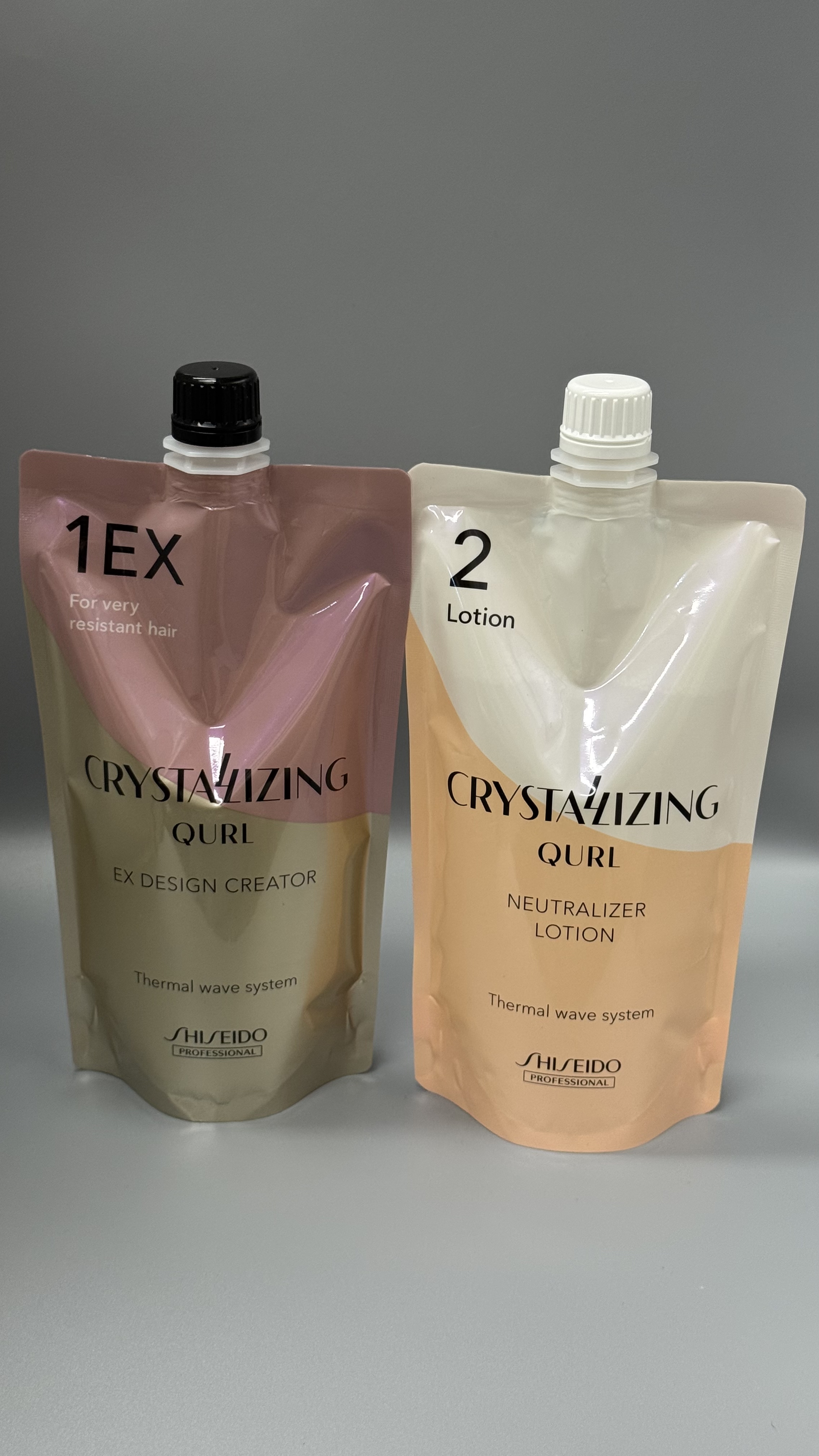 Shiseido Professional 資生堂 CRYSTALLIZING QURL EX 特強陶瓷曲髮劑＋中和劑 400g×2｜日本製專業熱能燙套裝