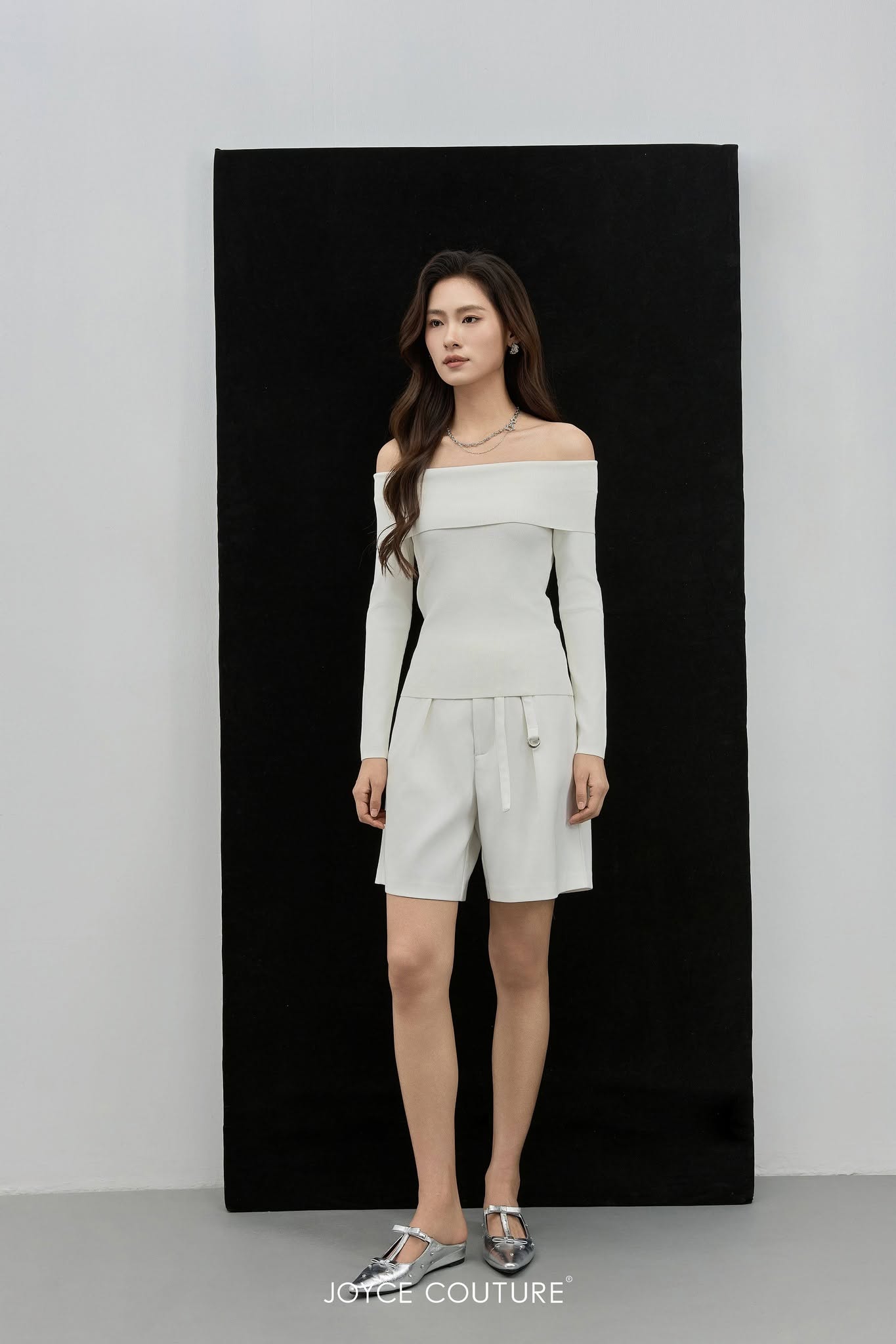 一字肩长袖上衣 T0697