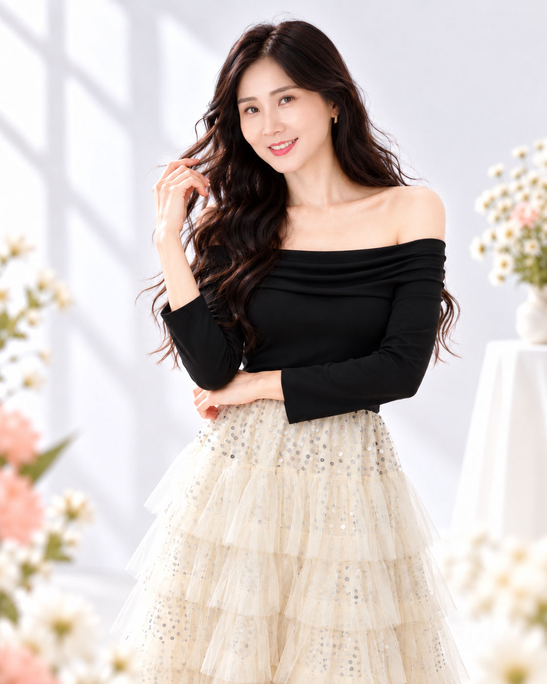 5176 Noir Enchantress Midi Dress