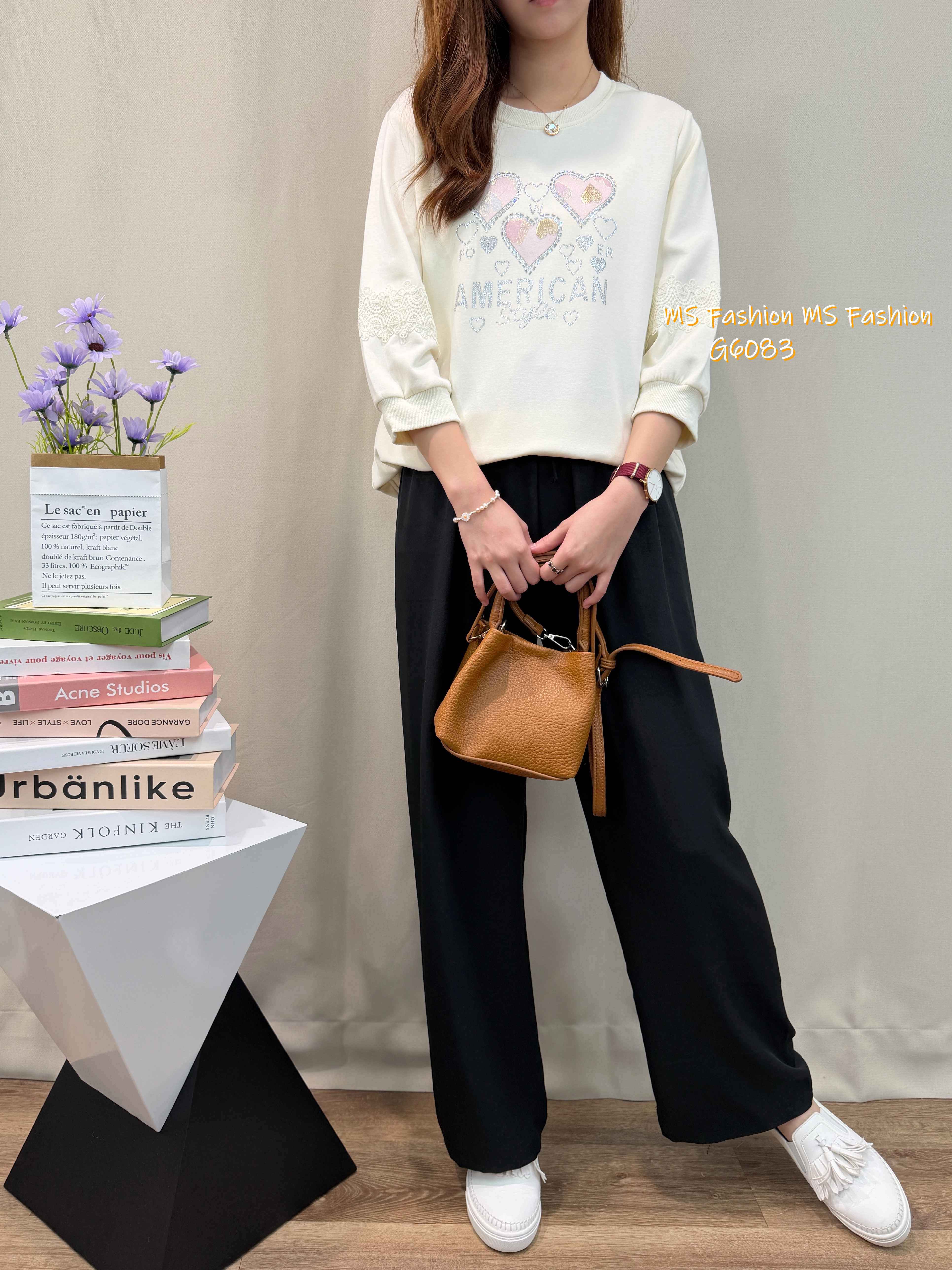 G6083 韓國🇰🇷心心圖案閃石top