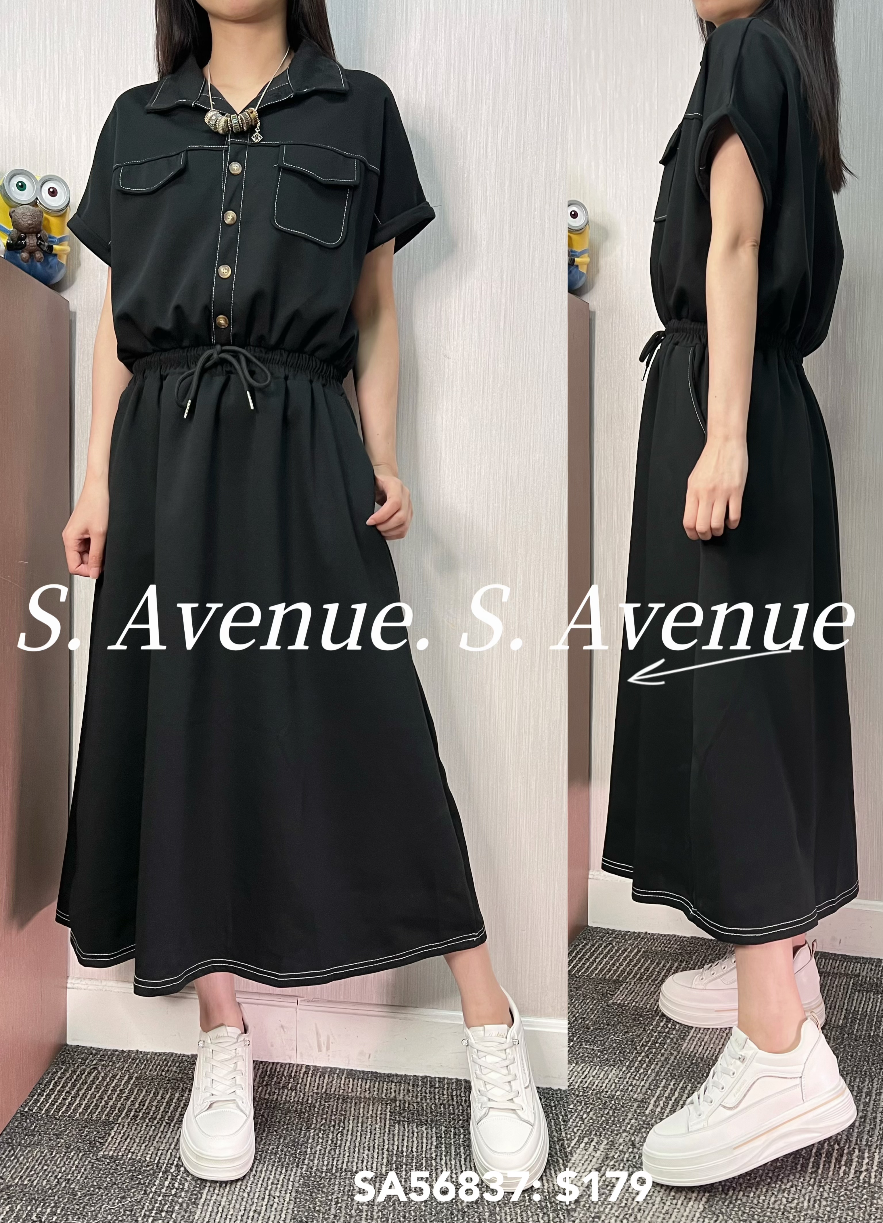 SA56837: 短袖有領有鈕前袋op