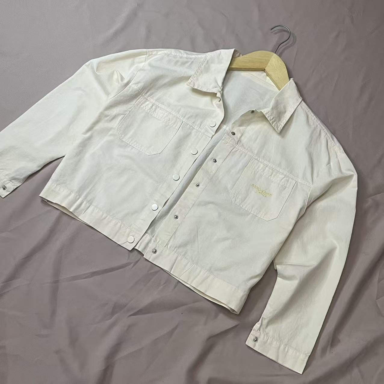 CC2004#2509 [Embroidered Crop Shirt] Korean Sweet Edge Look