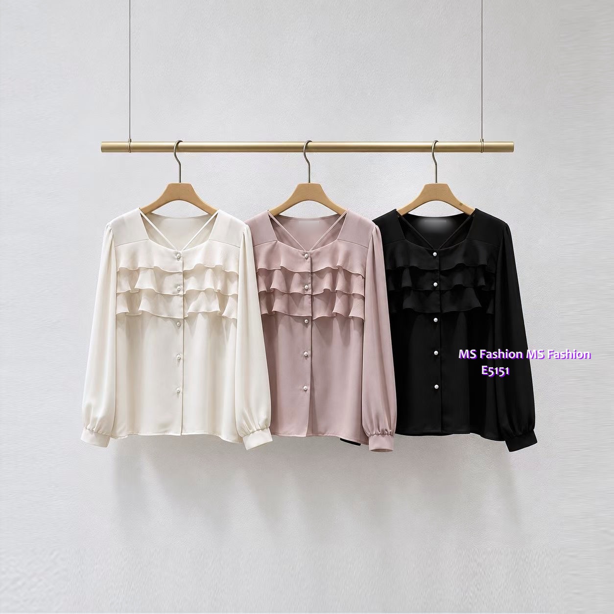 E5151 靚料特色領ruffle top