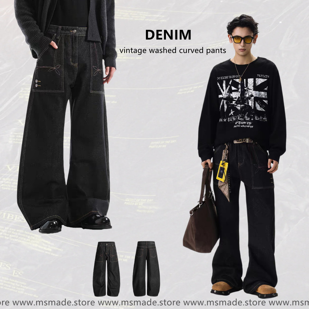 M6826明綫設計原色彎刀褲