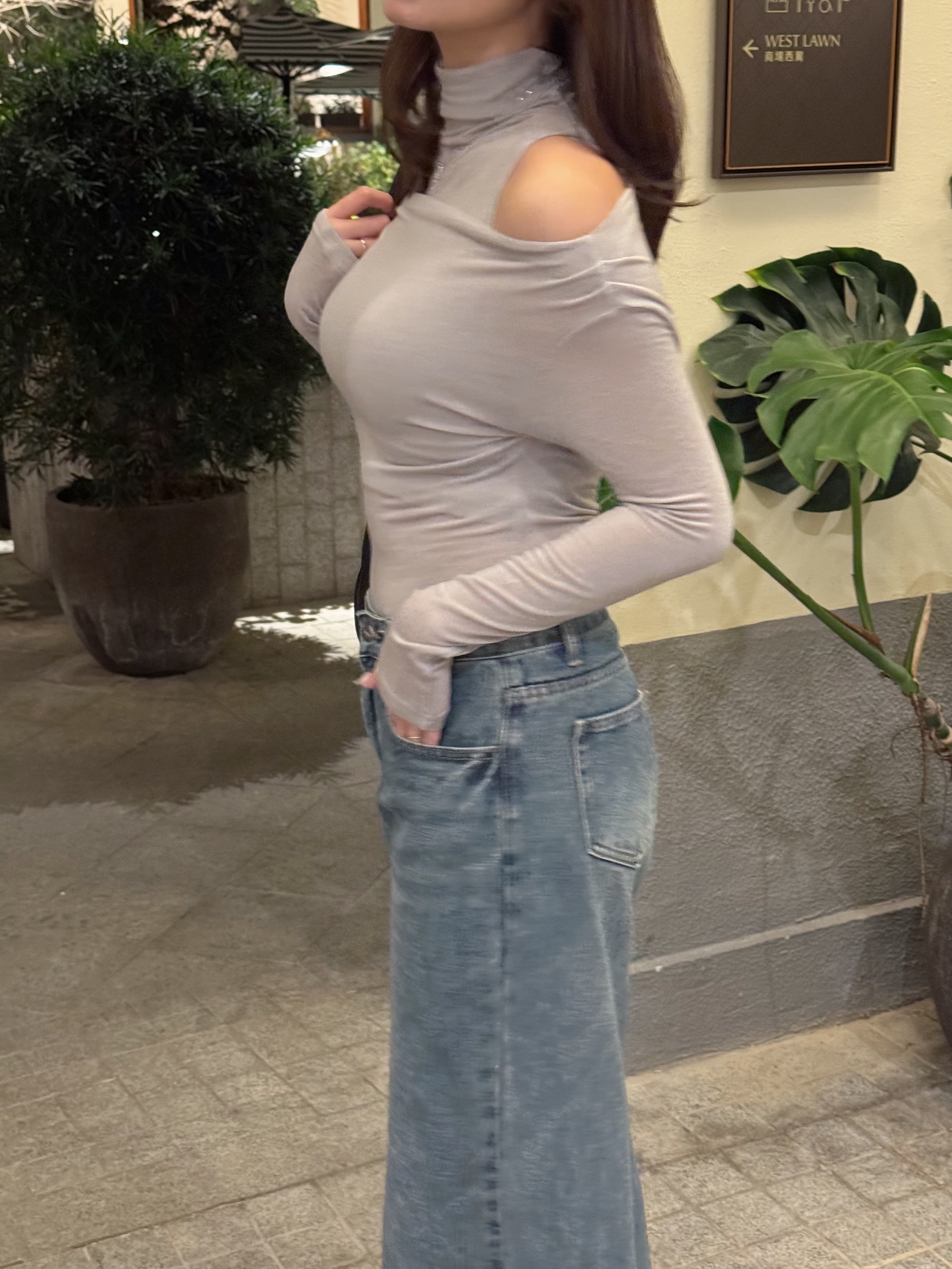 韓系高領露膊長袖上衣(三色入)