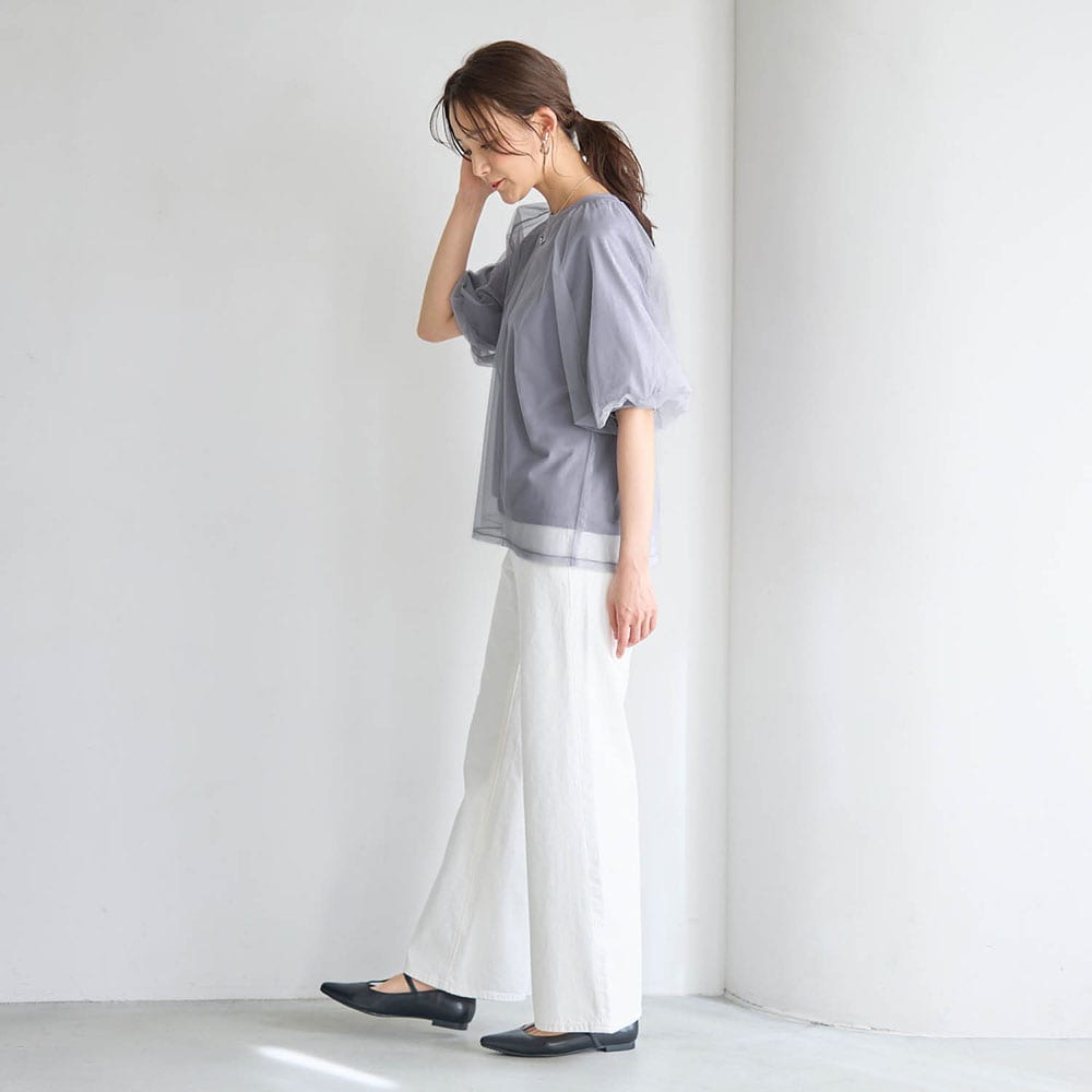 🆕【⭐訂購⭐】🌀 🇯🇵 日本直送 ❣️#親子裝❣️GITA 淡雅 薄紗疊層 泡泡袖 短袖Tee［2款選］ 🌀 [ELDA-0220][260524]