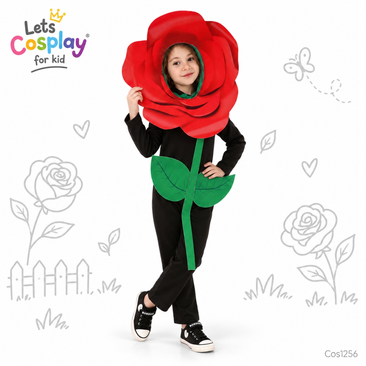 兒童玫瑰花服裝 Rose Flower Costume｜學校植物角色扮演表演服｜cos1256