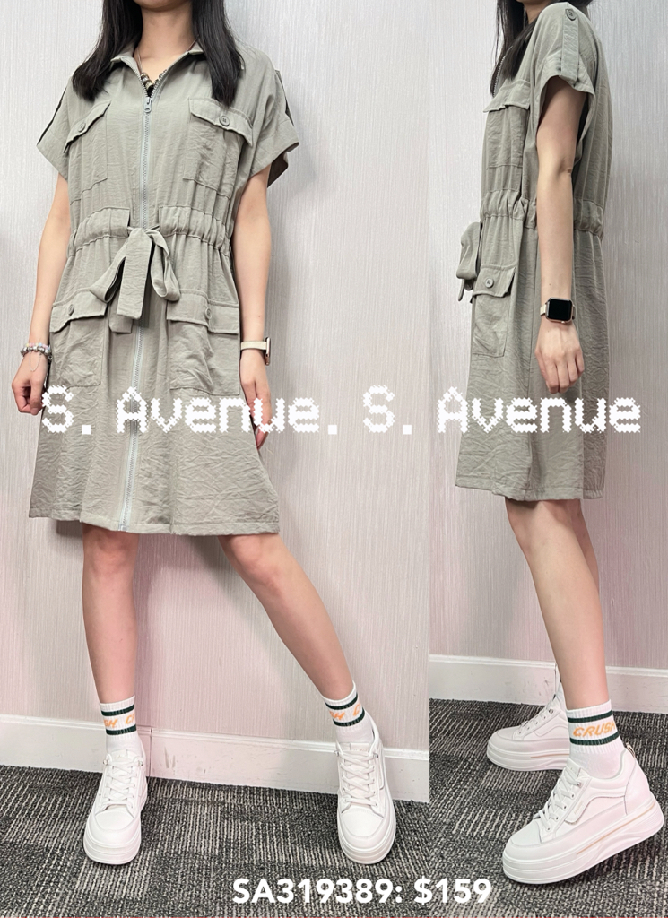 SA319389: 有領拉鍊打結方袋op