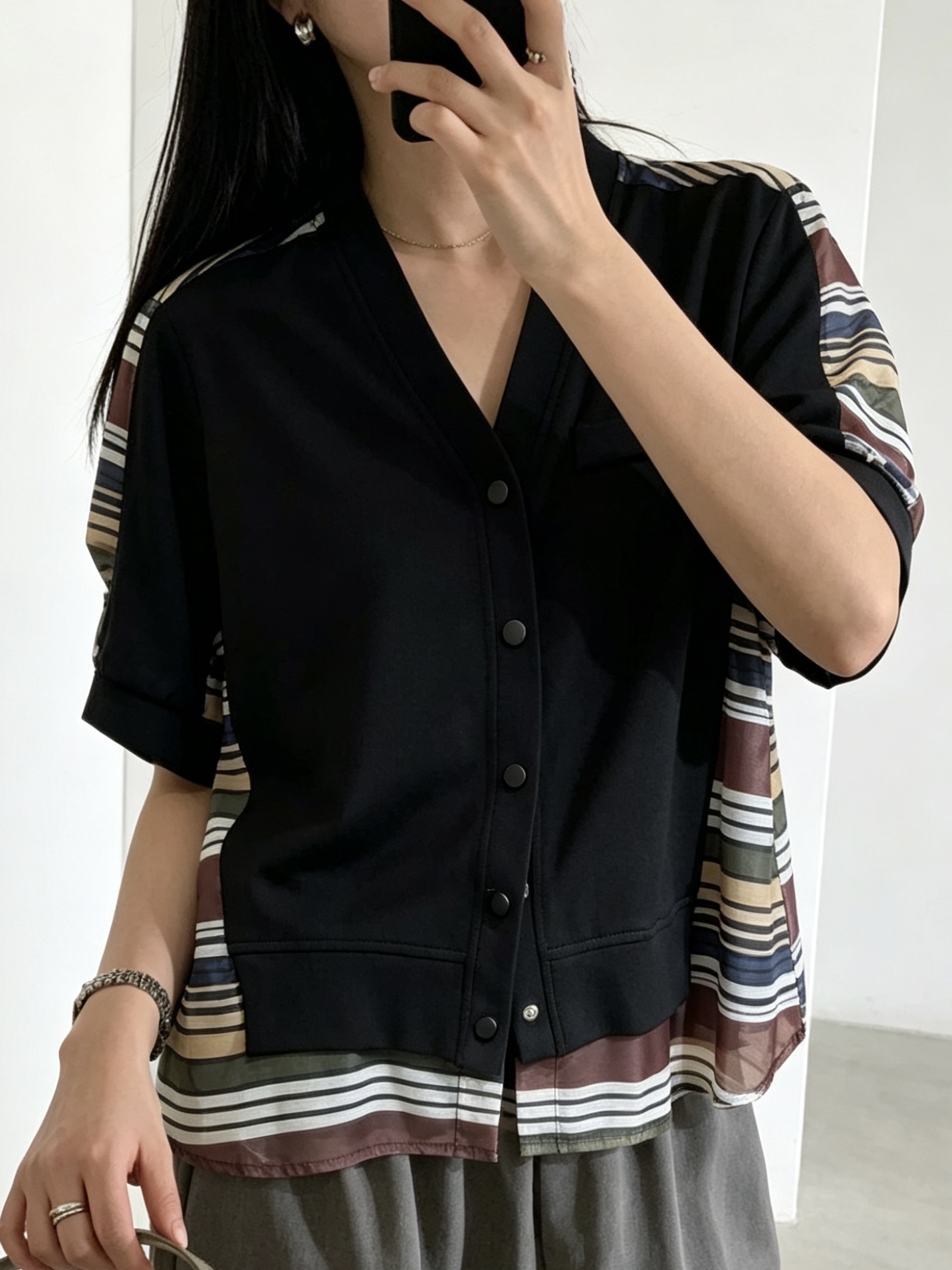 混棉拼紗Top