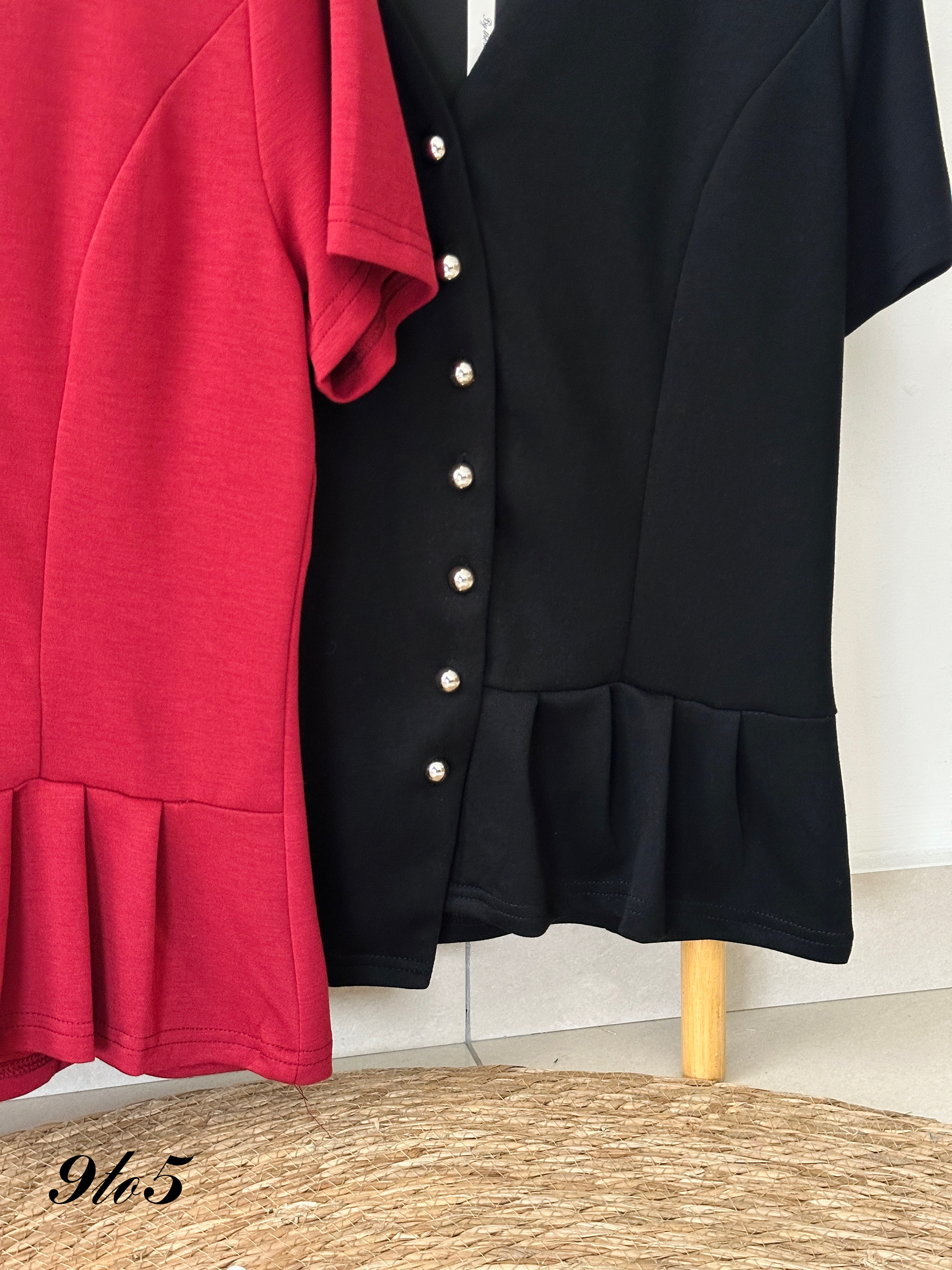 T3944 V Neck Side Pleated Top - 3 Colors