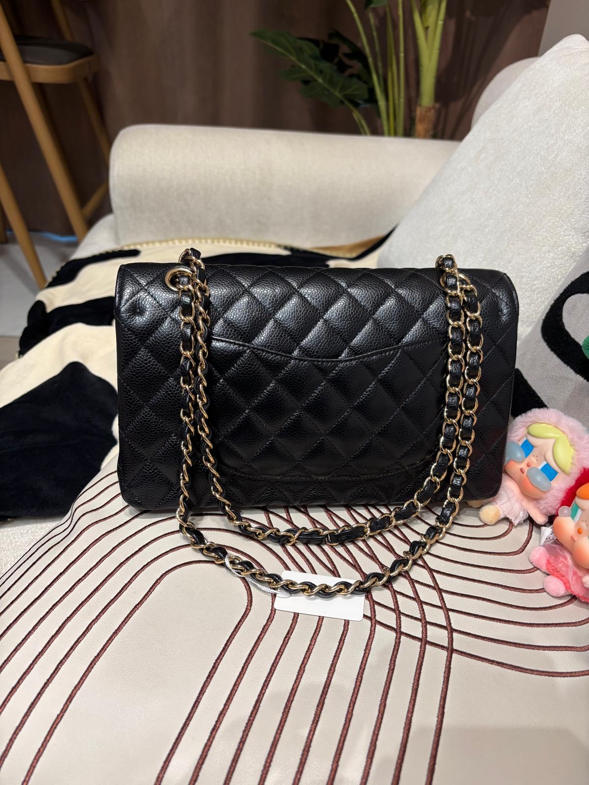 Chanel Classic A01112 黑色荔枝牛皮金鏈 100%Authentic, 98%New ✅收據✅Card✅Dust bag✅Box