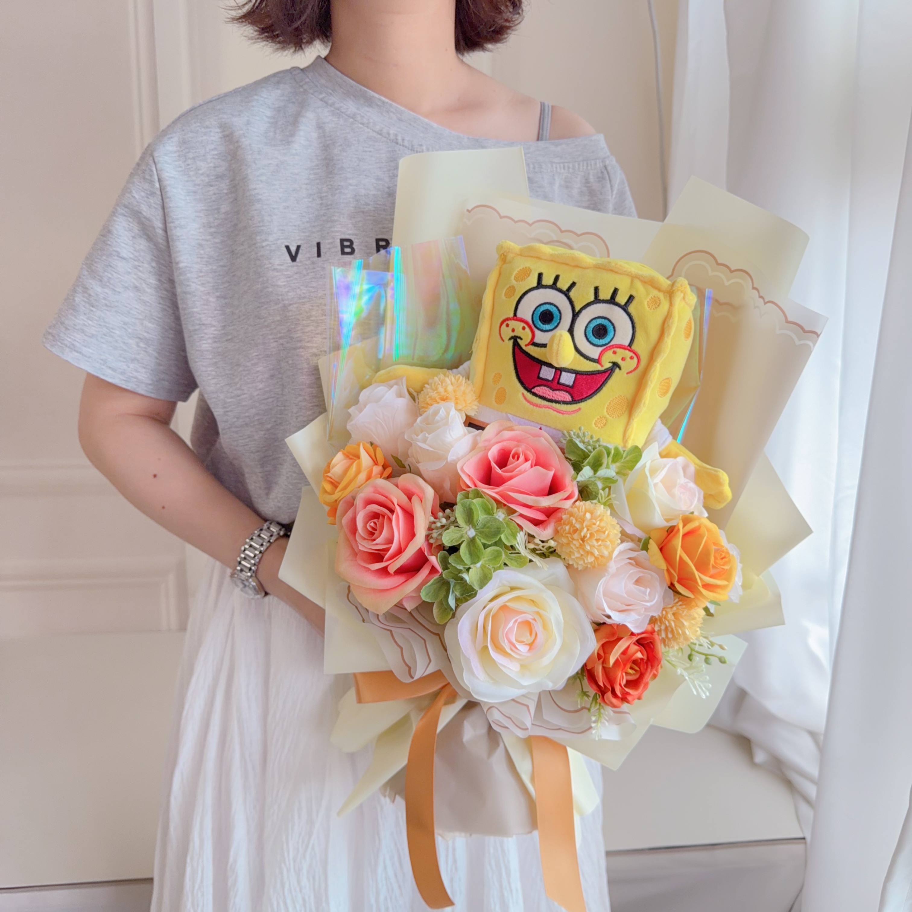 (現貨）海棉寶寶公仔花