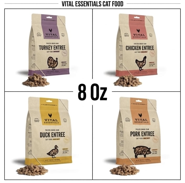 Vital Essentials 凍乾脫水生肉 貓主糧肉粒（4款口味）8Oz