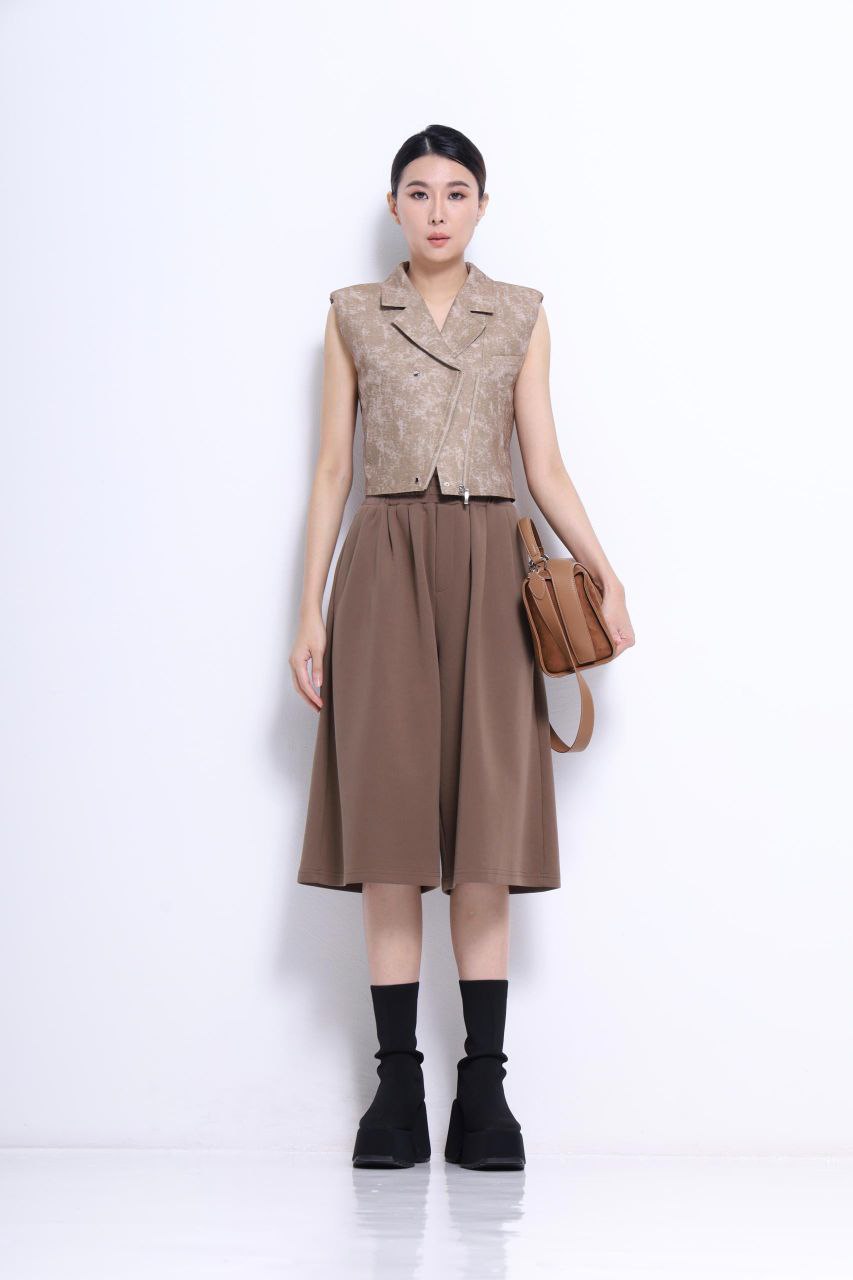 褶皱宽脚裤 1602