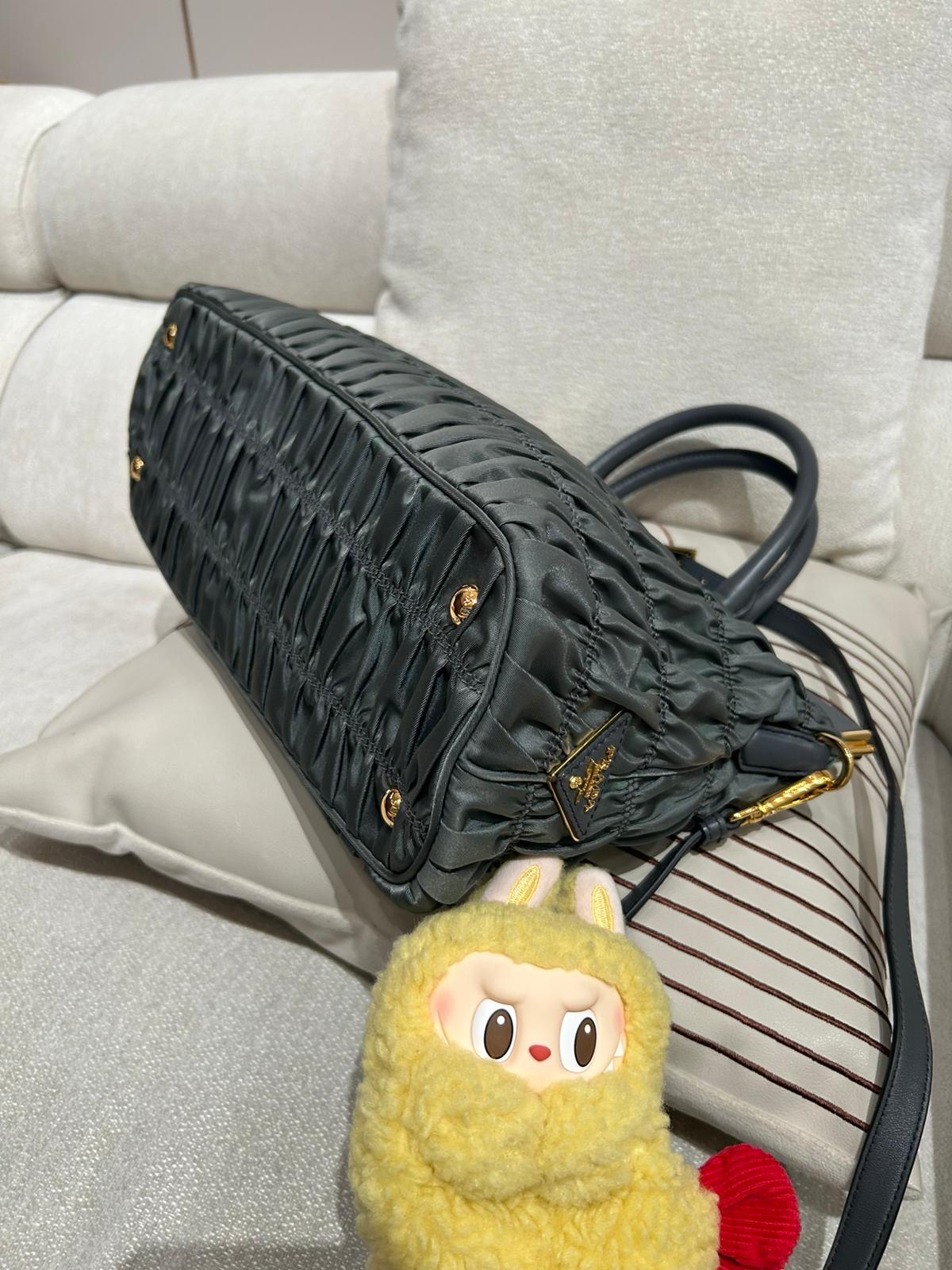 Prada Nylon 2way bag Grey 100%Authentic, 98%New ✅Dust bag