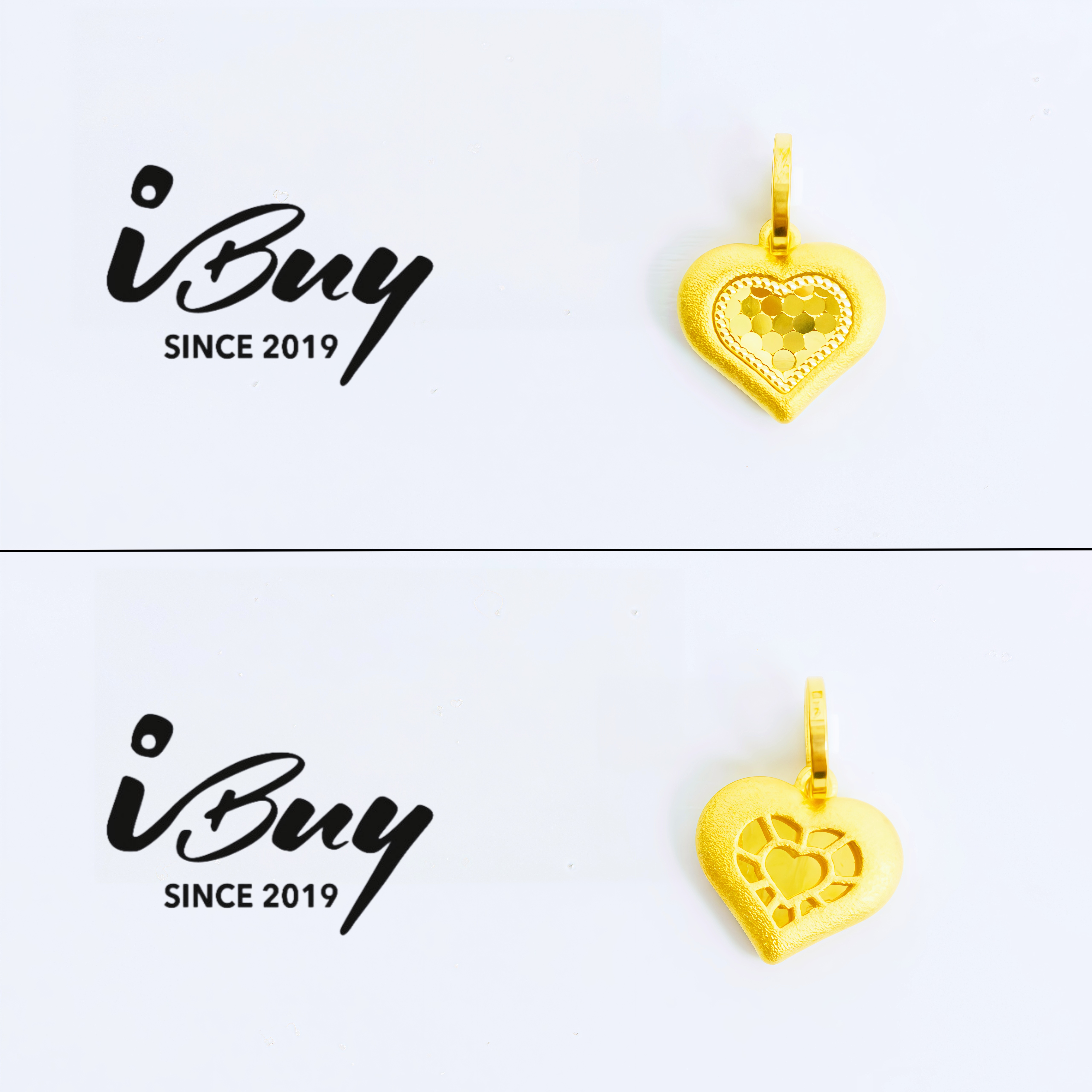 916 GOLD HONEYCOMB HEART PENDANT 916 金 龙鳞爱心吊坠
