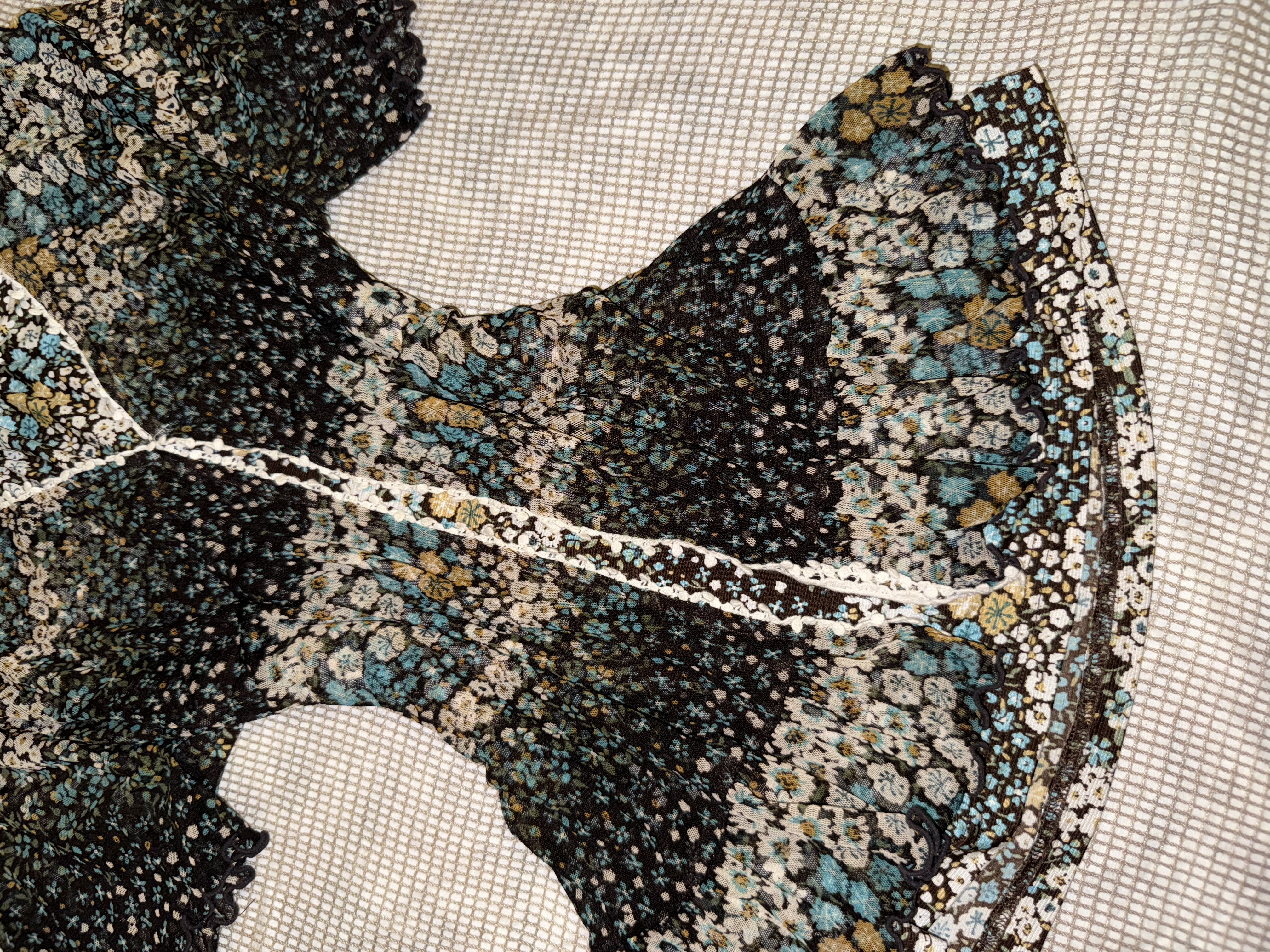 Brown Floral Print Crinkle Chiffon Blouse