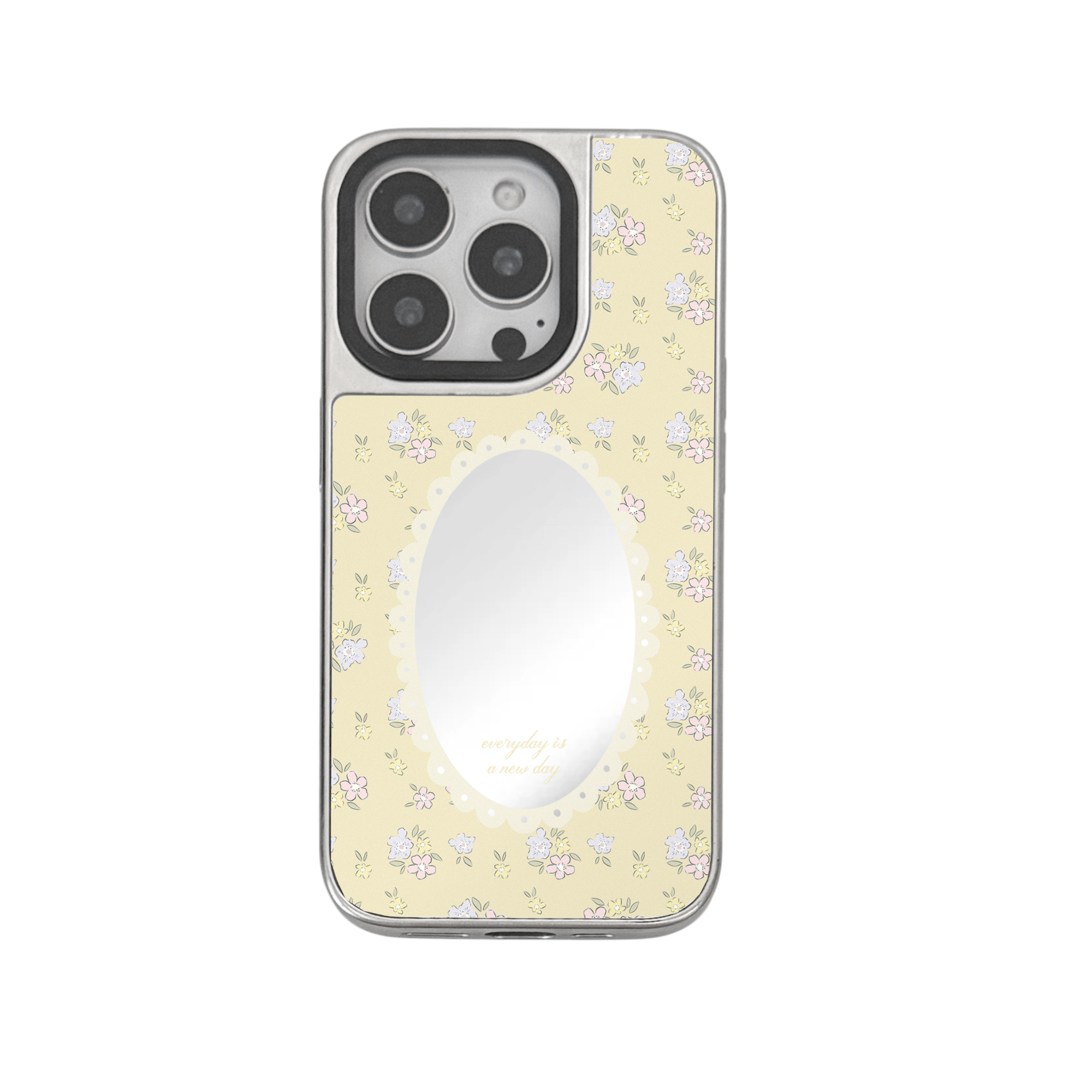 【Summer Petal Whisper *CreamyYellow*】銀框鏡面MagSafe iPhone Case