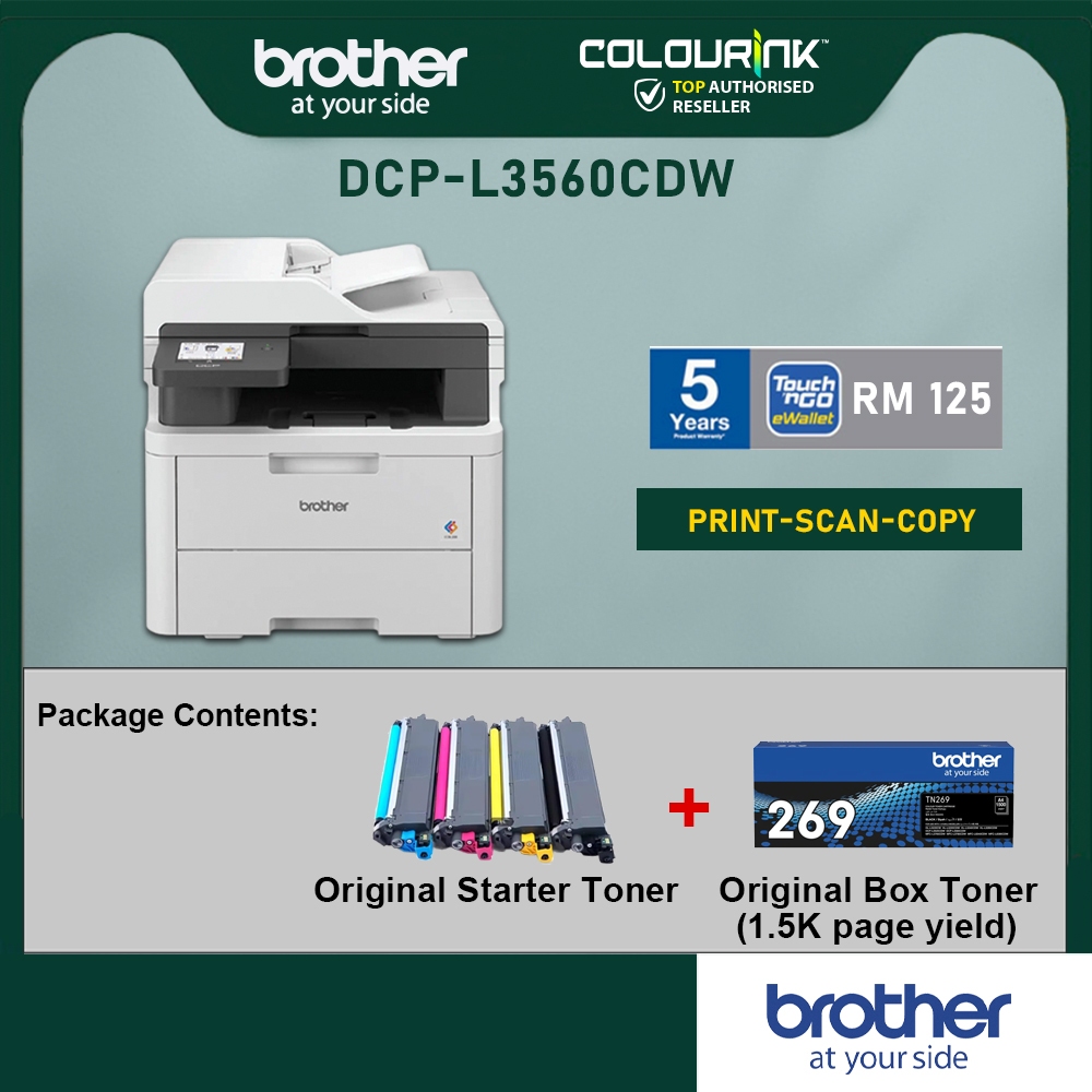 Brother DCP-L3560CDW 3-in 1 Wireless Color Laser Printer Auto 2-sided print 50 sheets ADF Scan Copy MF643CDW M282NW L355