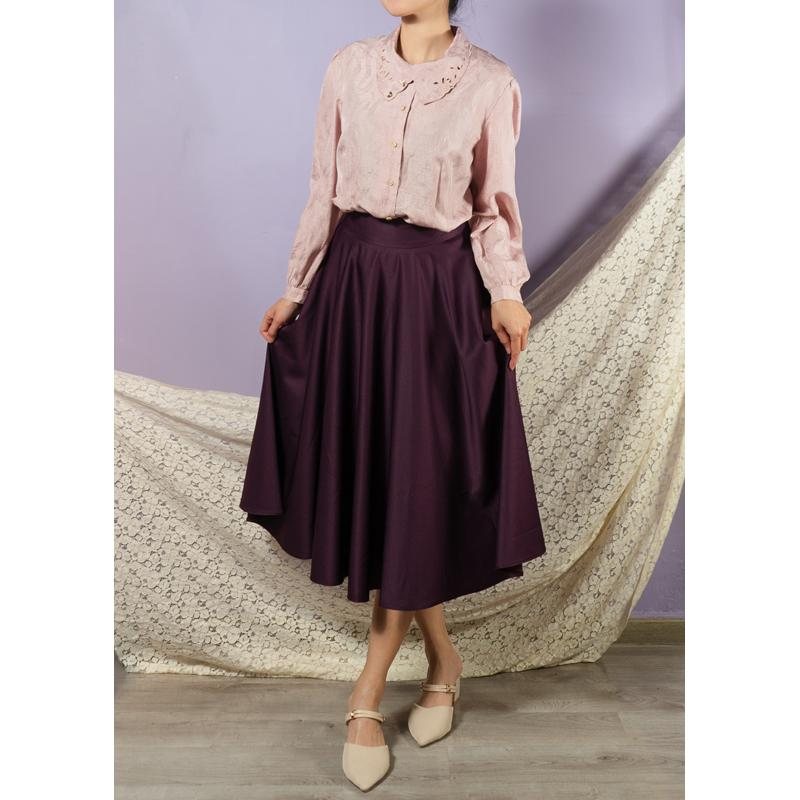 Vintage Japanese Light Pink Elegant Scrollwork Cutout Pattern Rollover Collar Blouse / Shirt (TA165)