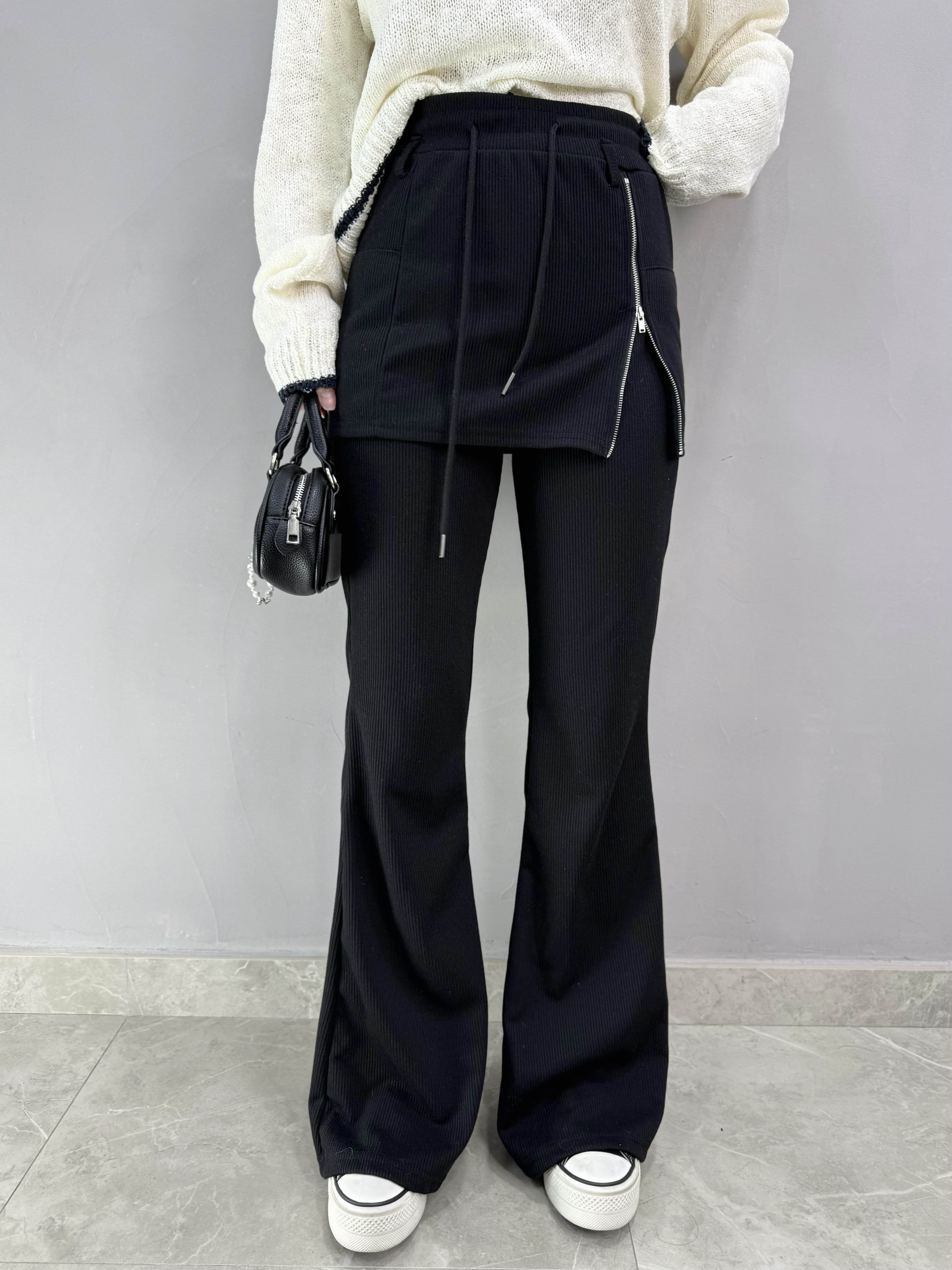 G77 暗紋喇叭褲+裙Set