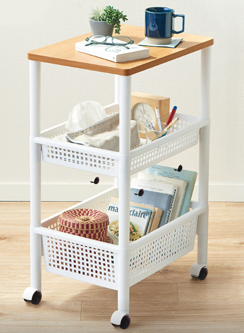 134486/天馬3層木面有轆雜物架