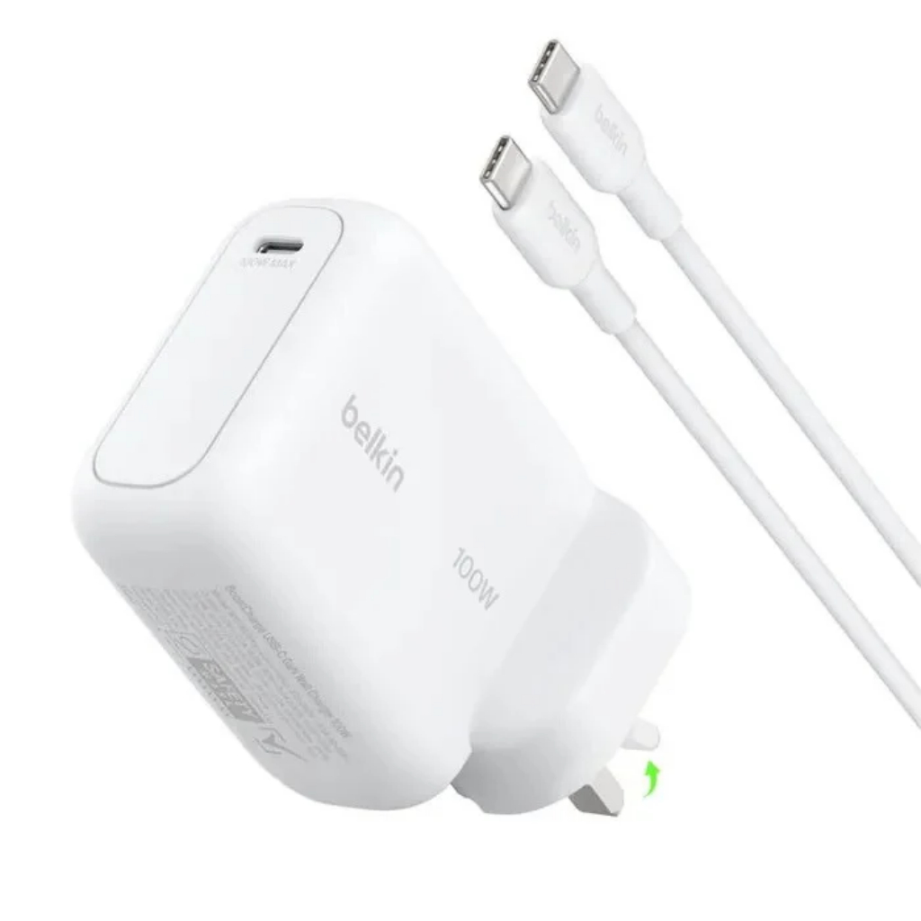 Belkin BoostCharge USB-C GaN 100W PD 快速充電器｜氮化鎵快充｜MacBook iPhone Samsung 適用｜WCH025myWHB6｜香港行貨