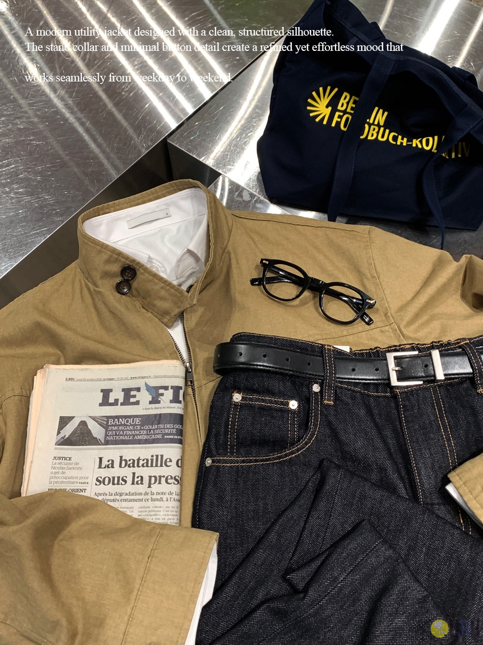 【100%保證韓國直送】復古顏料洗水純棉立領哈靈頓夾克 🧥 [3 color] RL114815