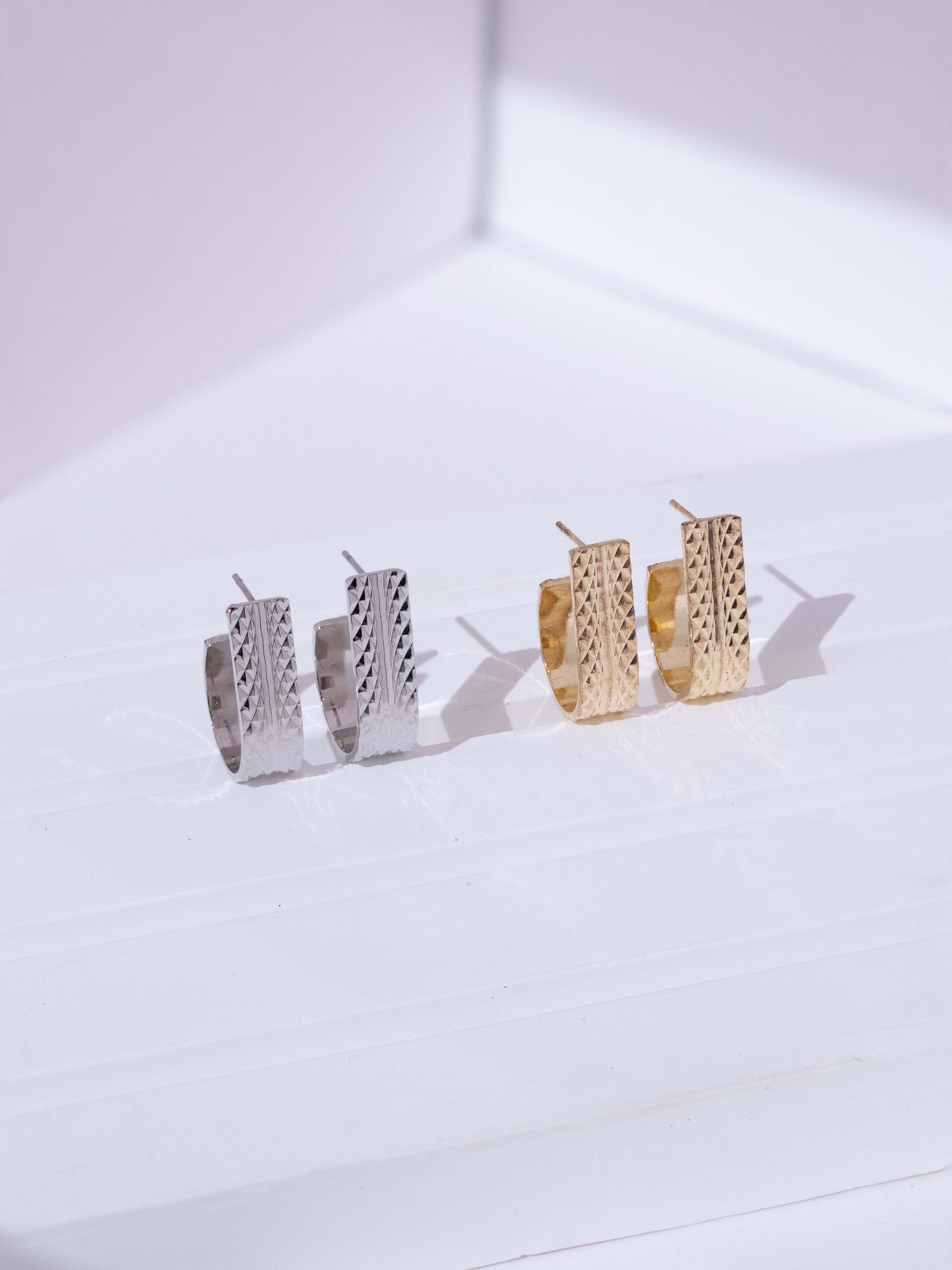 Hammered Huggie Hoops Stud Earrings