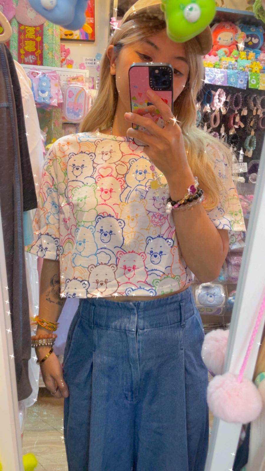 減價品🌈可愛卡通熊印花短版上衣🐻