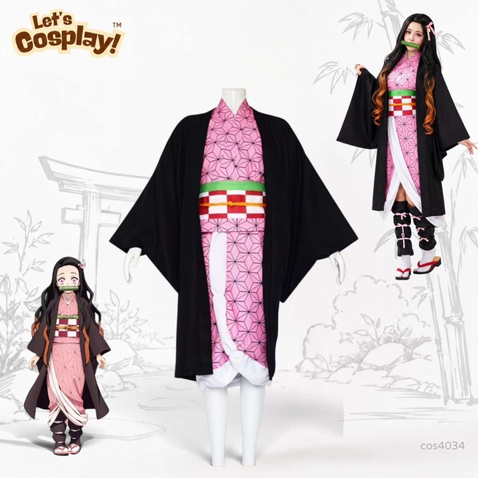 鬼滅之刃禰豆子主題成人女裝Cosplay Costume 7件套 角色扮演服裝