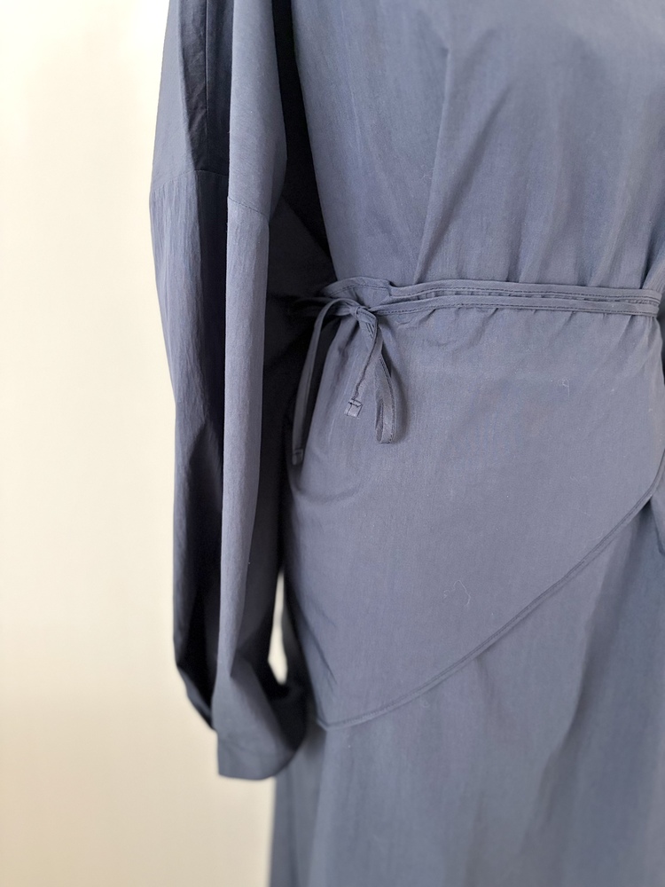 Wrap-Accent Dress (Navy)