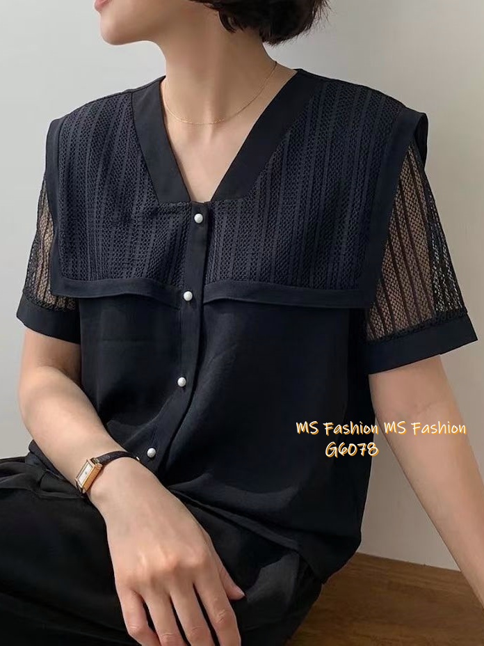 G6078 韓國🇰🇷靚料通花V領top