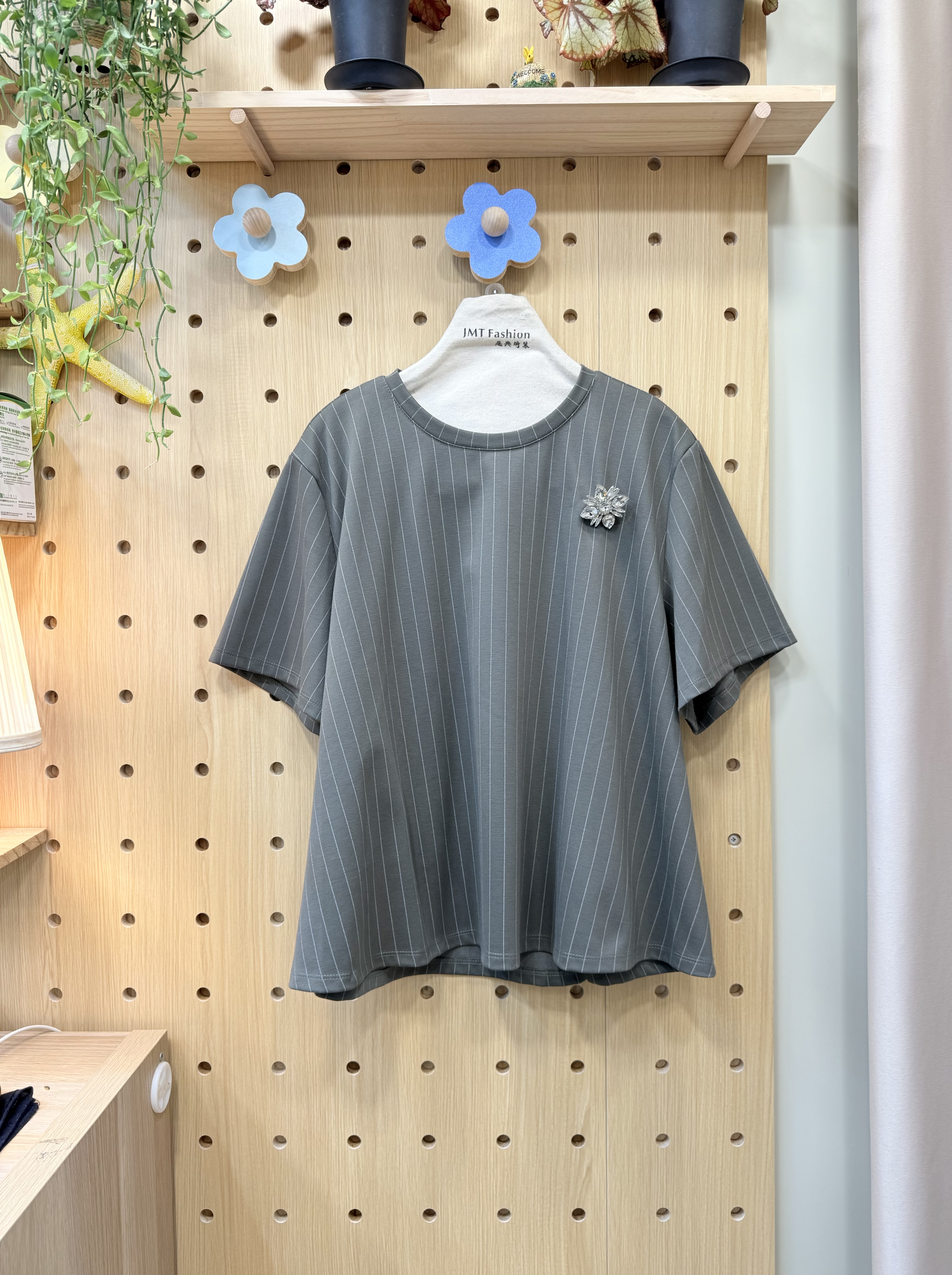 滑身暗條襟花Top M954 T0V0DZQ000303