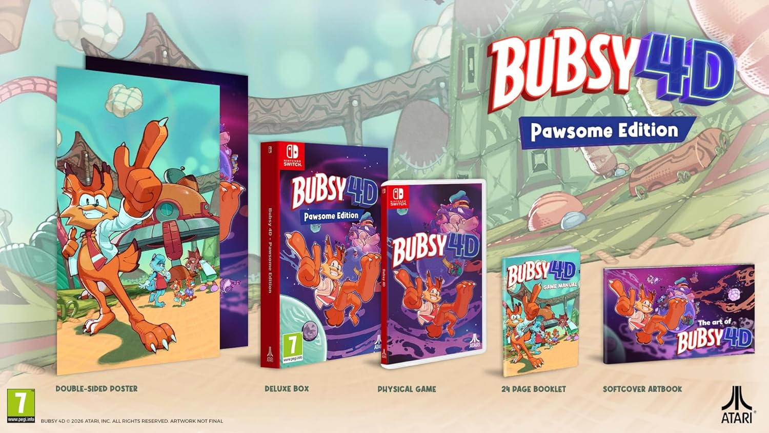 【預售 29/5】NS 大笨貓 4D 豪華版 Bubsy 4D Pawsome Edition 中/英/日文  (英文封面) NSW-3914