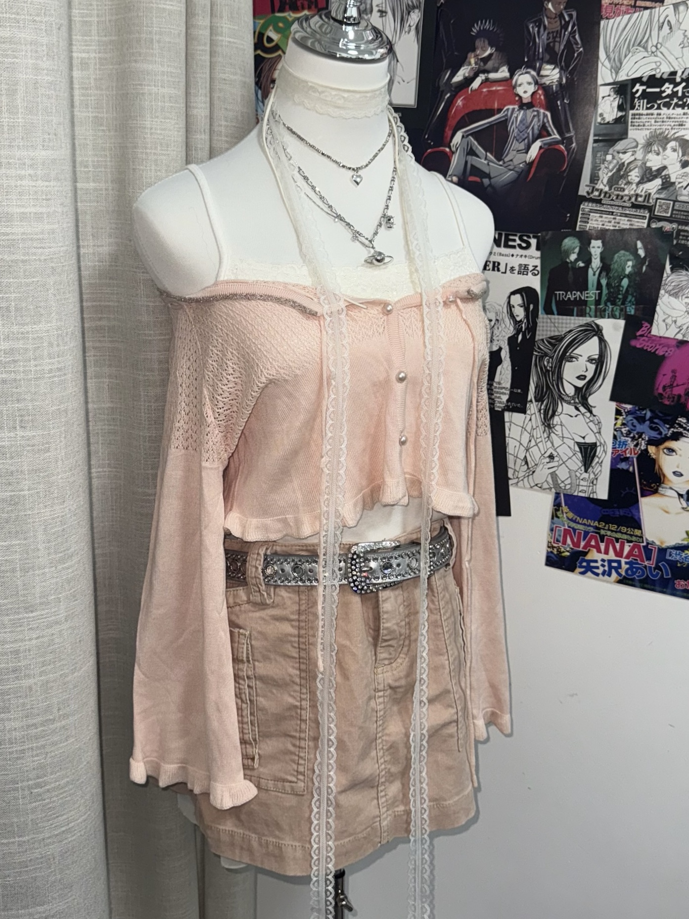 Pink Tie-Front Pointelle Cardigan