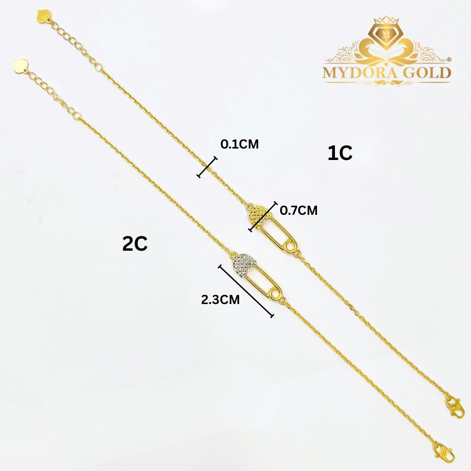 MYDORA Rantai Tangan Fesyen Safety Pin l EMAS 916/22K