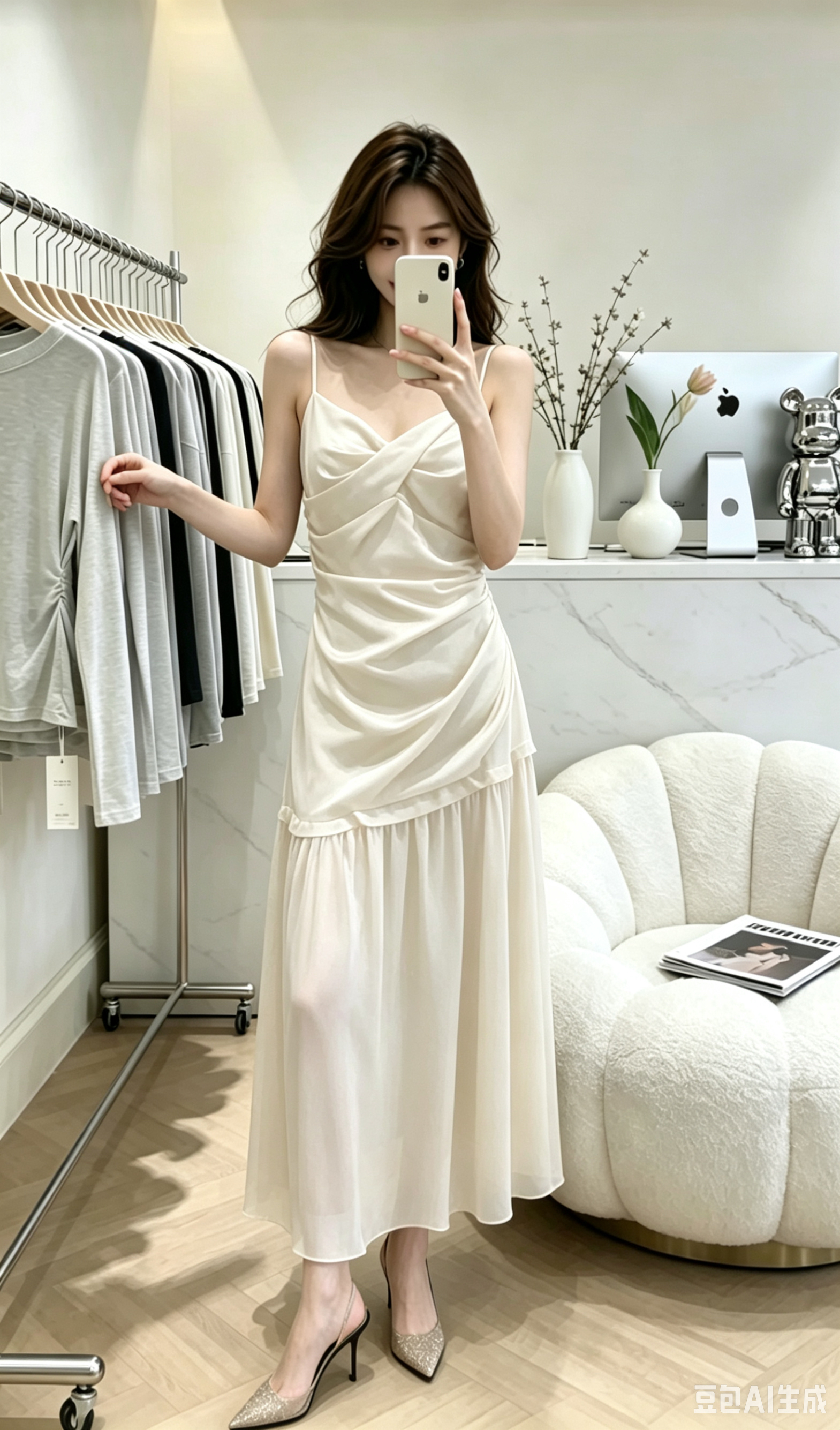 4461 Lace Hem 垂坠感拼接礼服裙